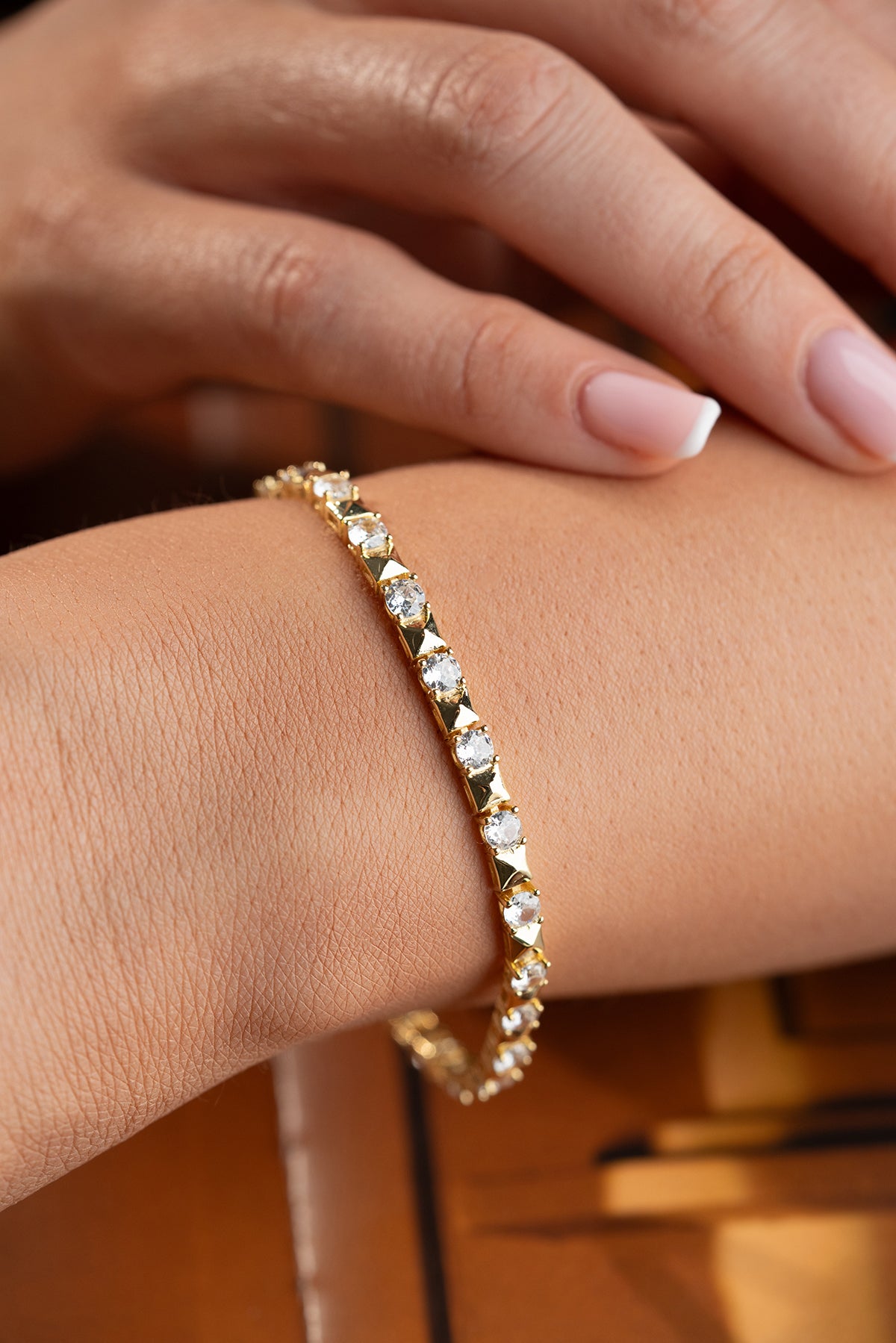 Sparkling CZ Tennis Bracelet in Gold
