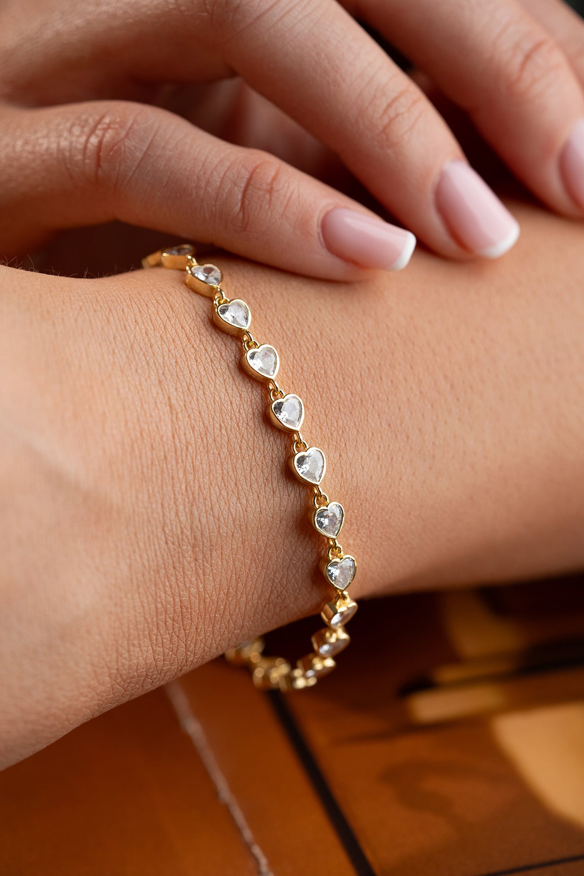 Heart Cut Crystal Tennis Bracelet