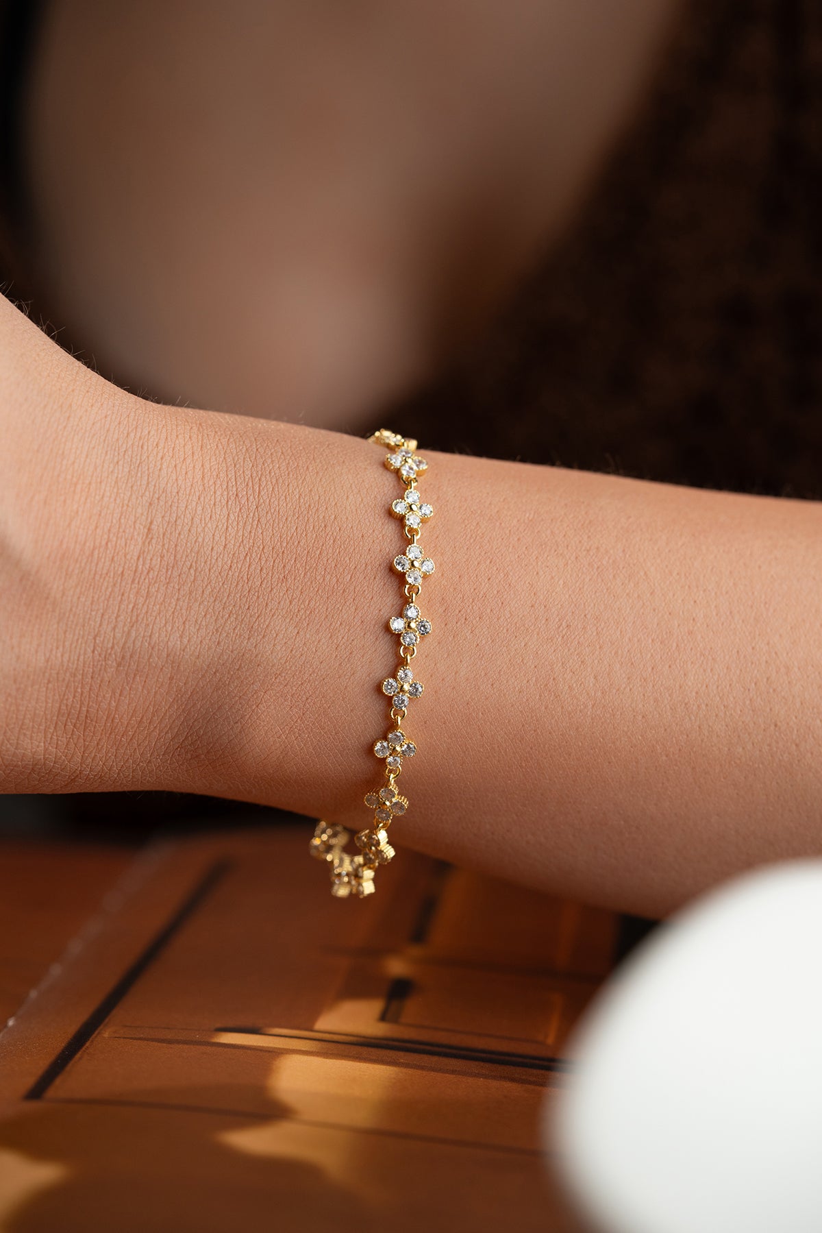 Clover Flower Pave Tennis Bracelet