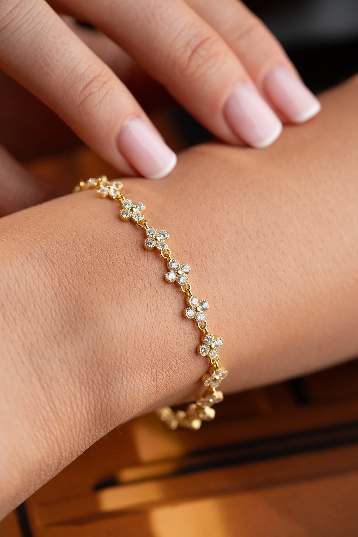 Clover Flower Pave Tennis Bracelet