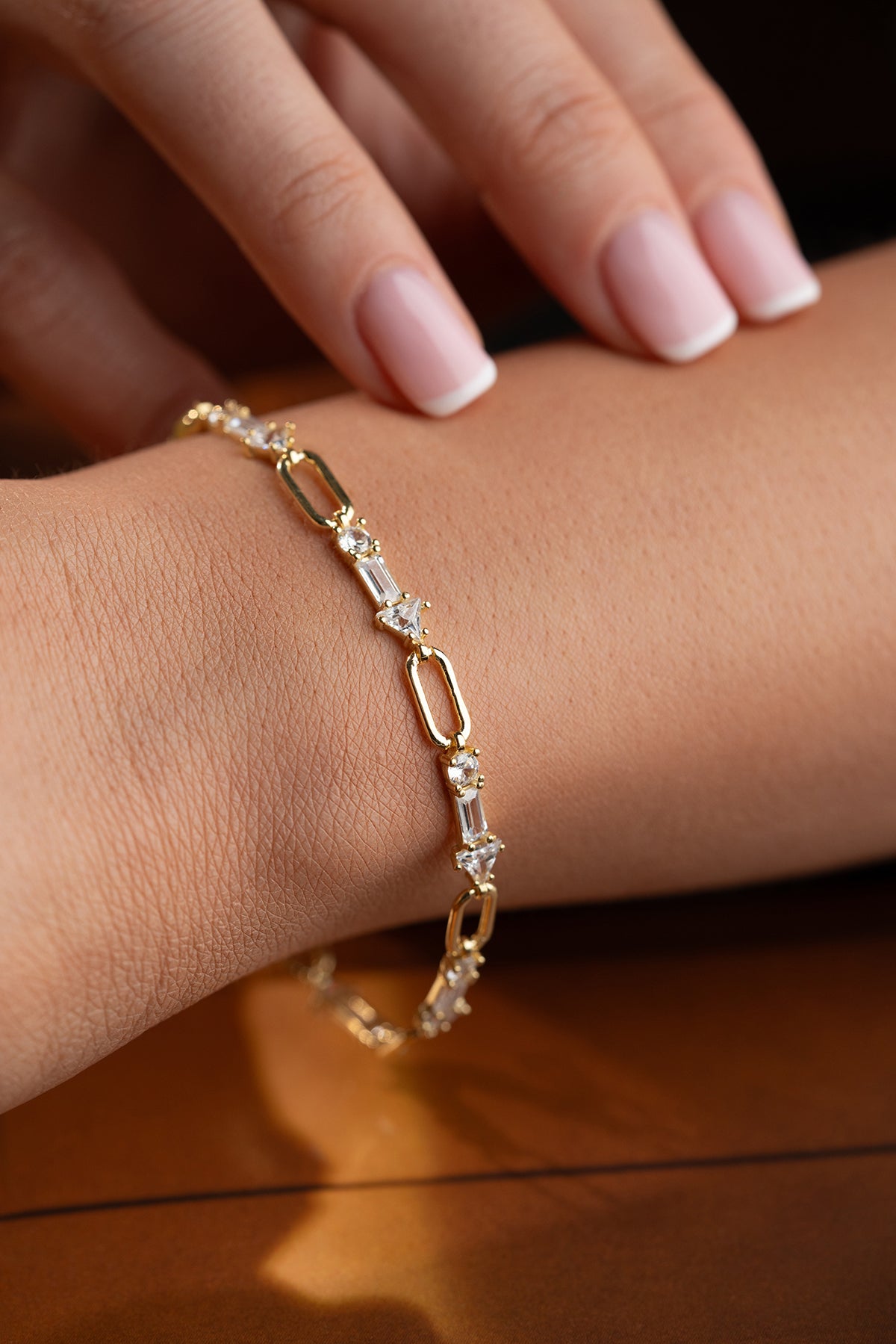 Baguette Crystal Paperclip Bracelet