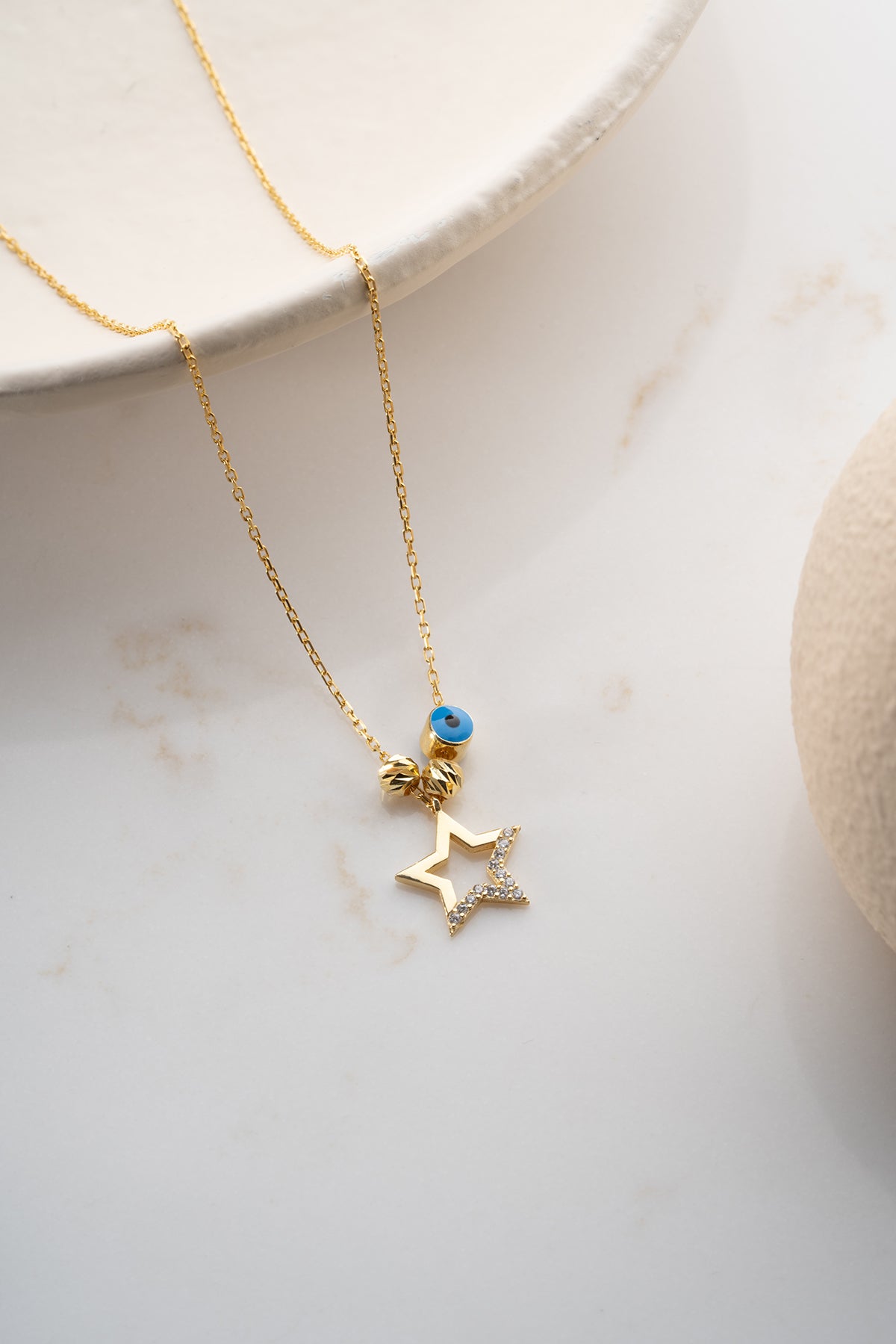 Star and Evil Eye Pendant Necklace