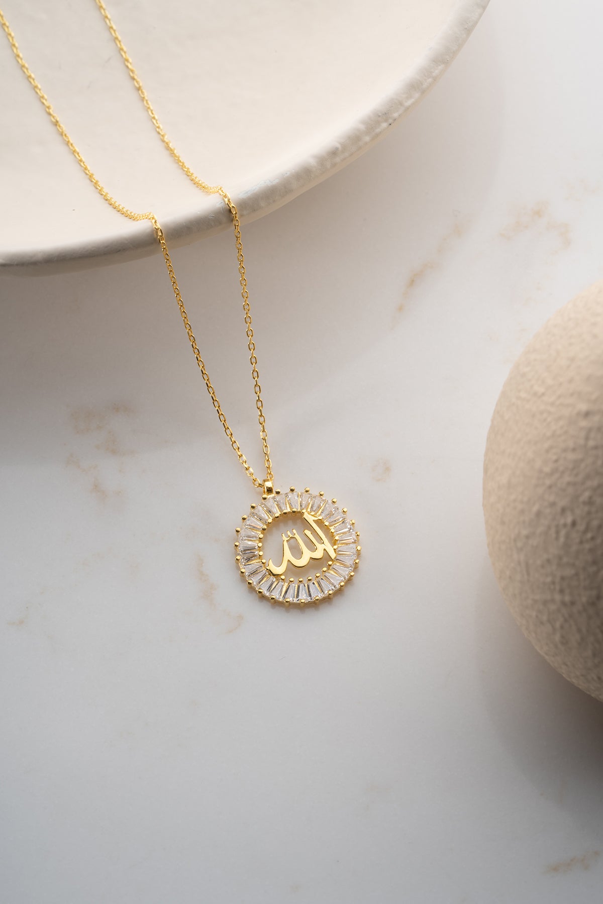 Crystal Halo Allah Pendant Necklace