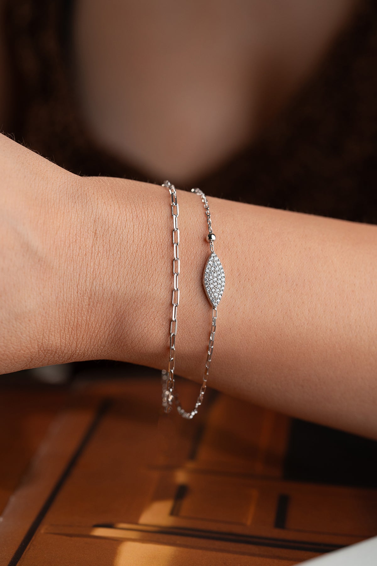 Double Chain Marquise Crystal Bracelet