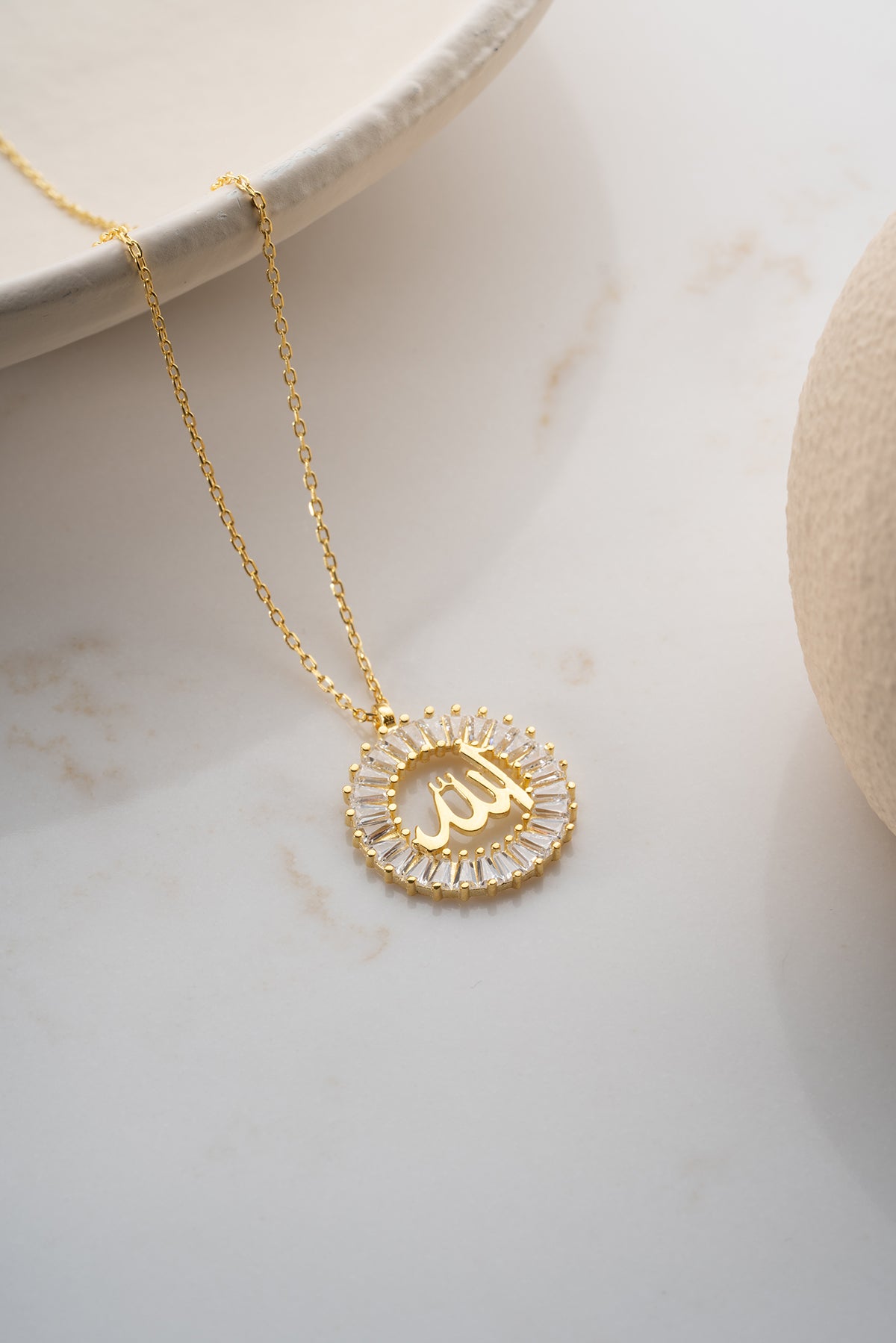 Crystal Halo Allah Pendant Necklace