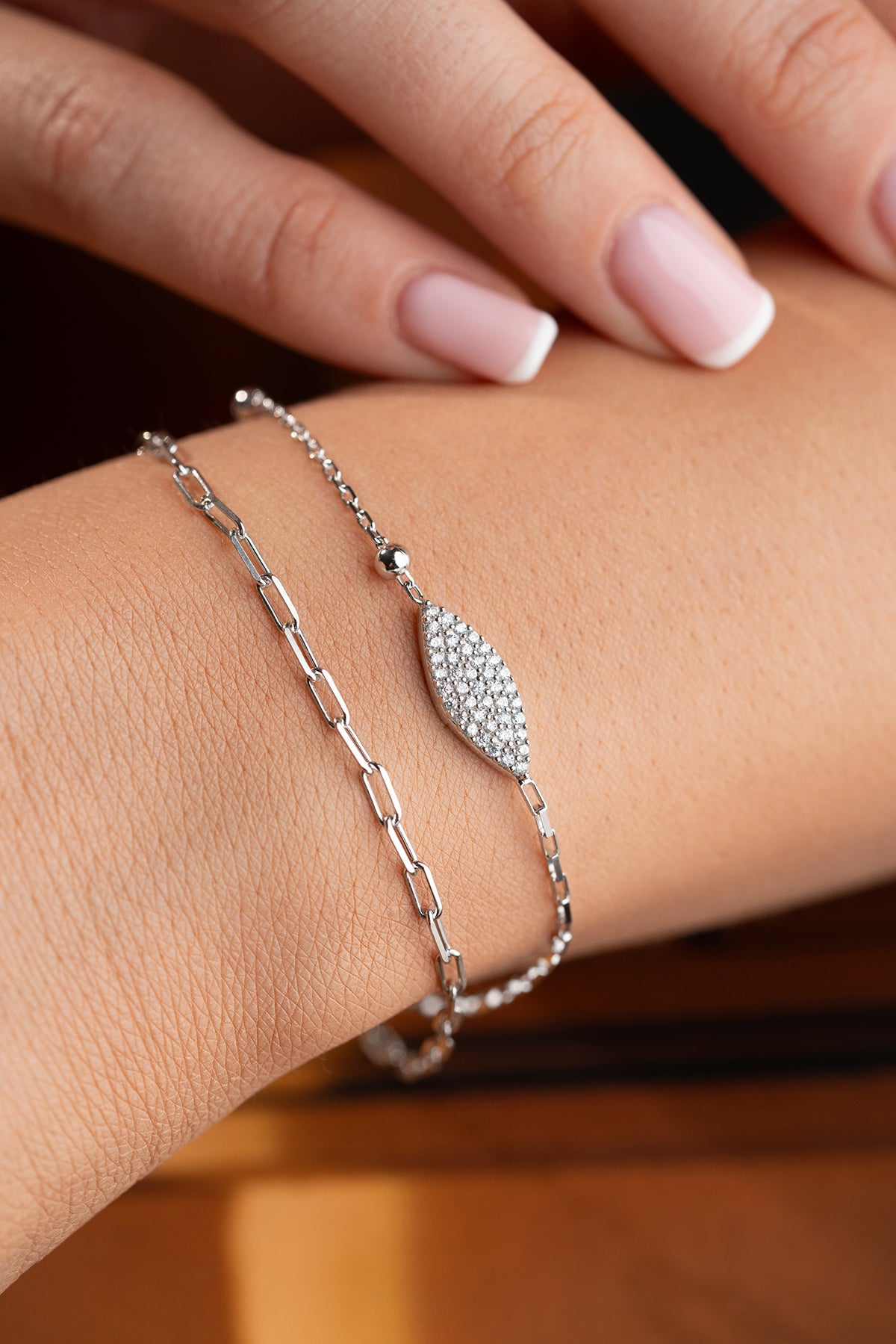 Double Chain Marquise Crystal Bracelet