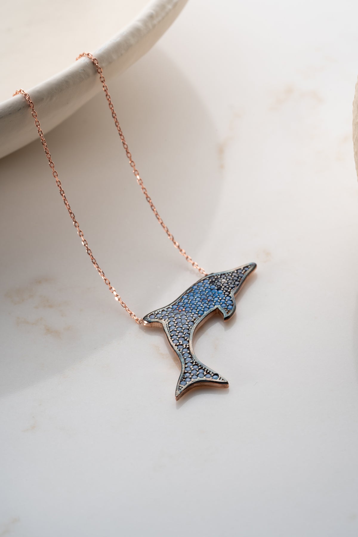 Blue Dolphin Pave Pendant Necklace