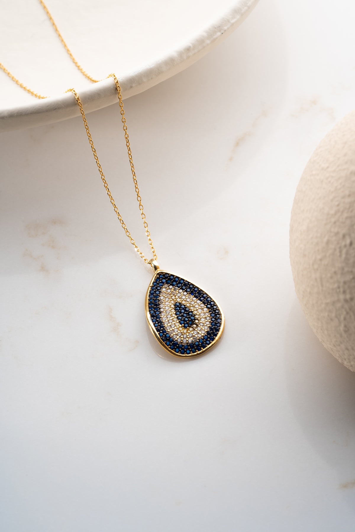 Evil Eye Teardrop Pendant Necklace