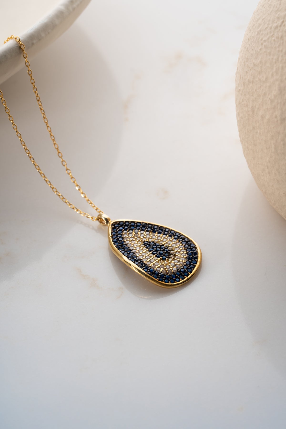 Evil Eye Teardrop Pendant Necklace