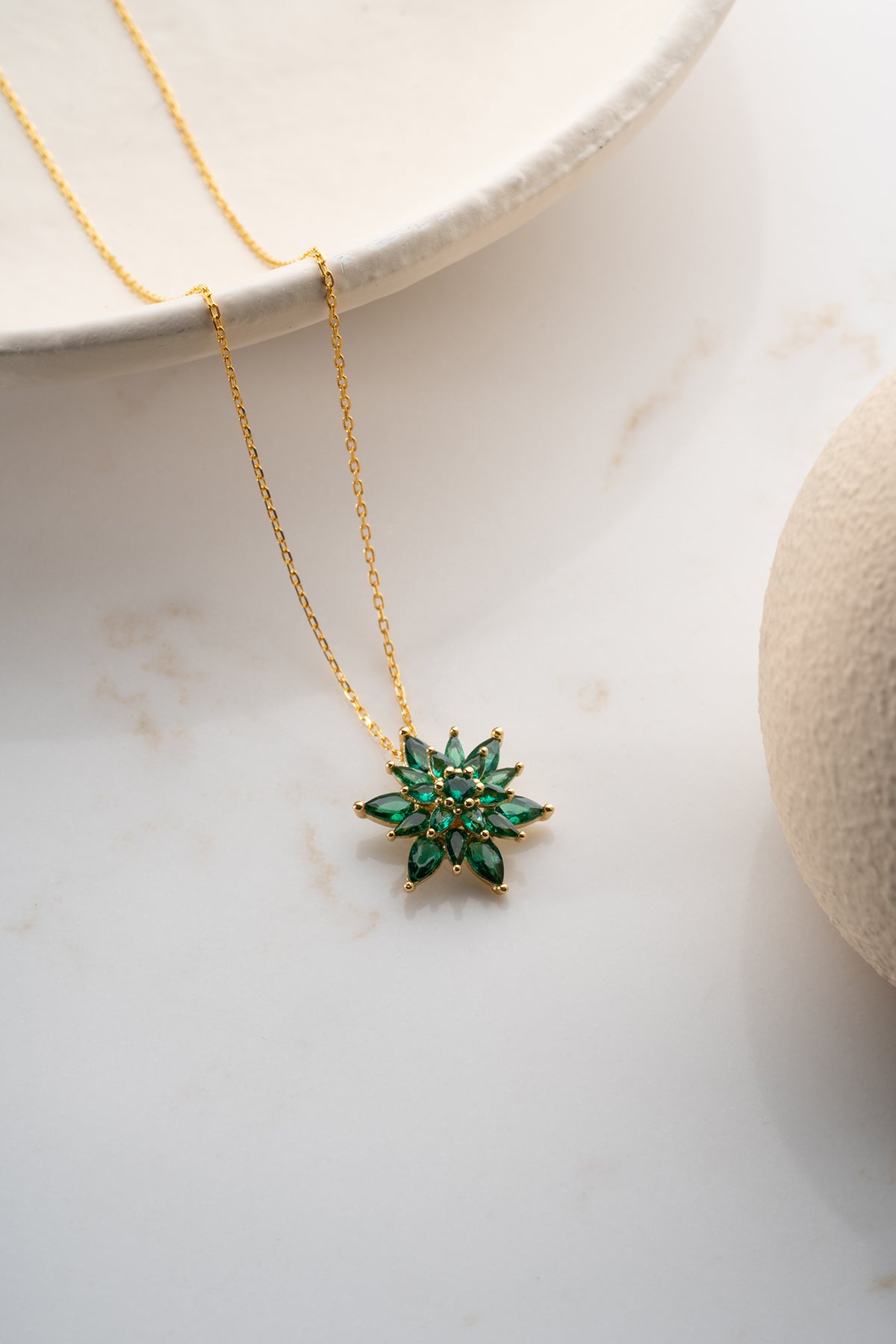 Emerald Crystal Lotus Necklace