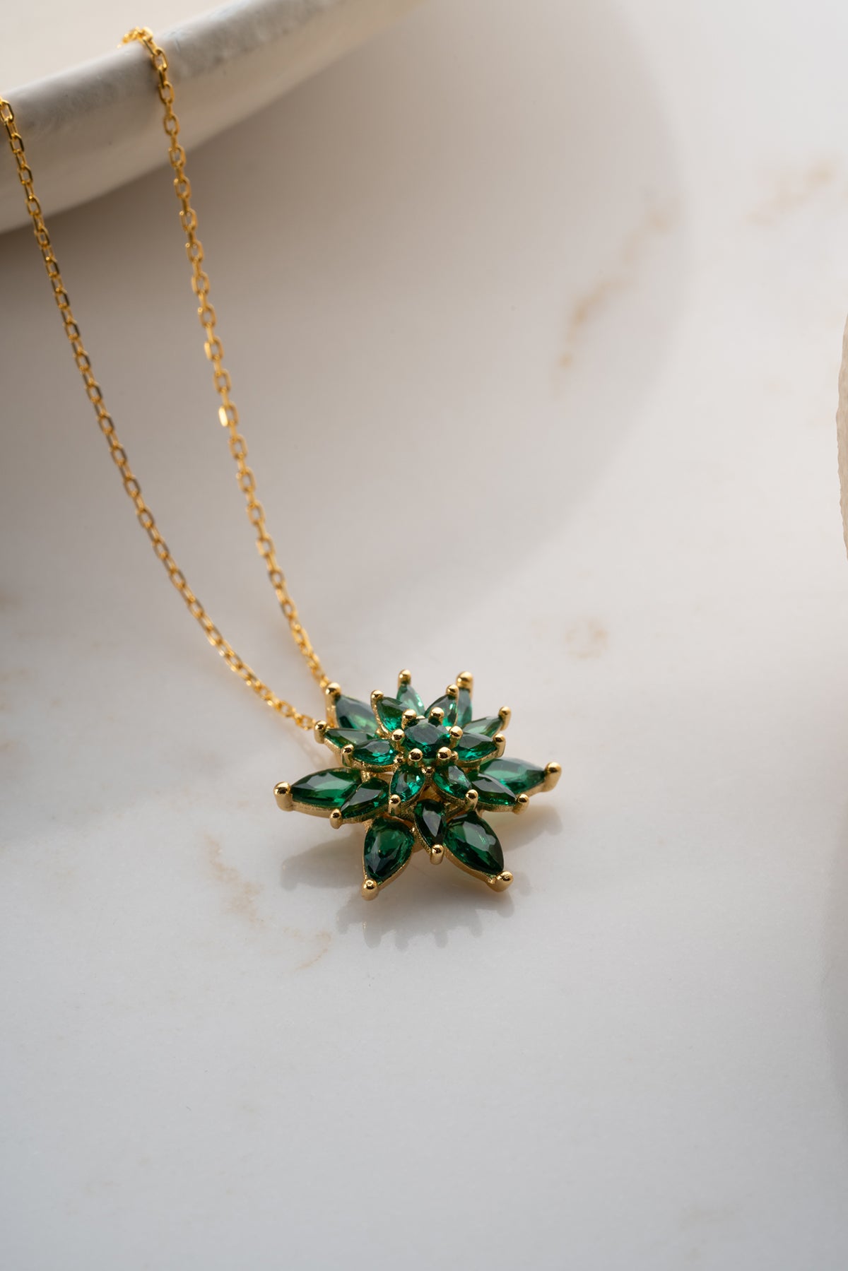 Emerald Crystal Lotus Necklace