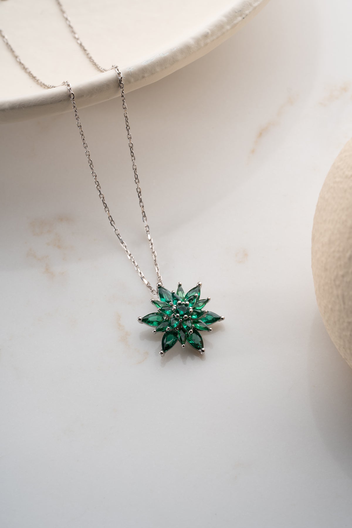 Emerald Crystal Lotus Necklace
