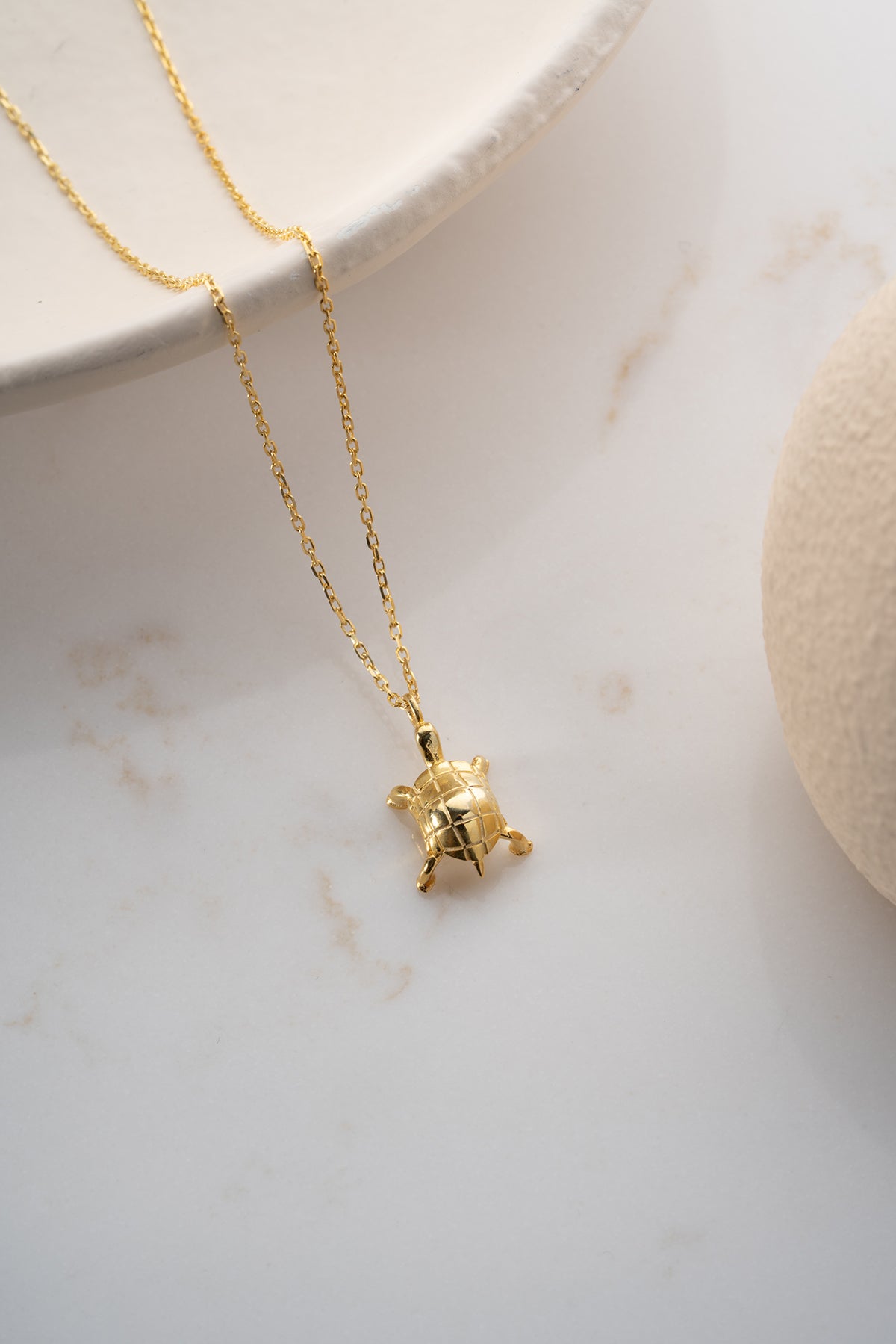 3D Gold Turtle Charm Necklace