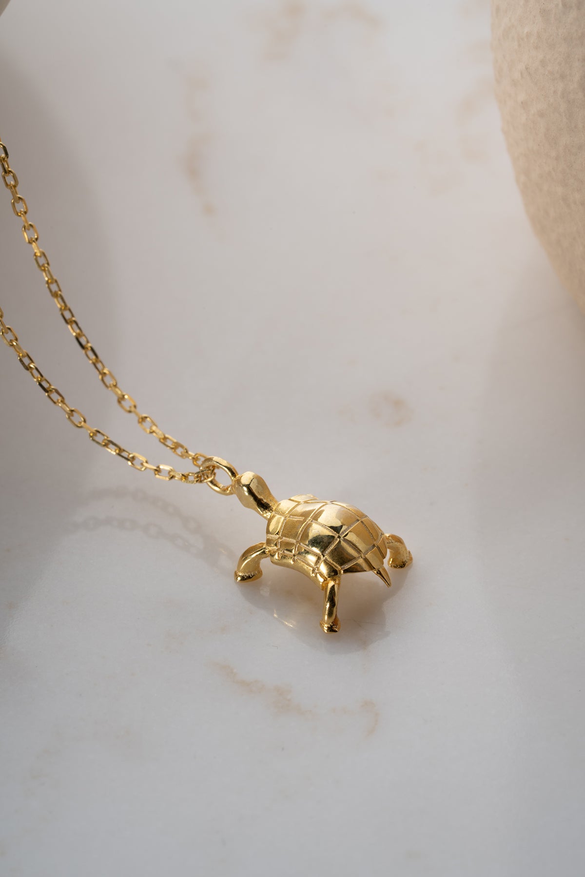 3D Gold Turtle Charm Necklace