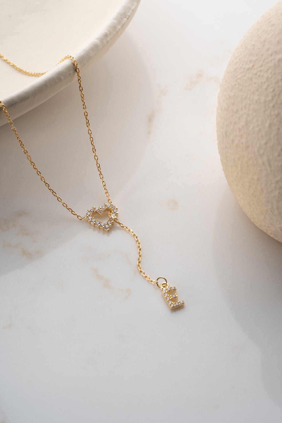 Custom Initial Heart Lariat Necklace