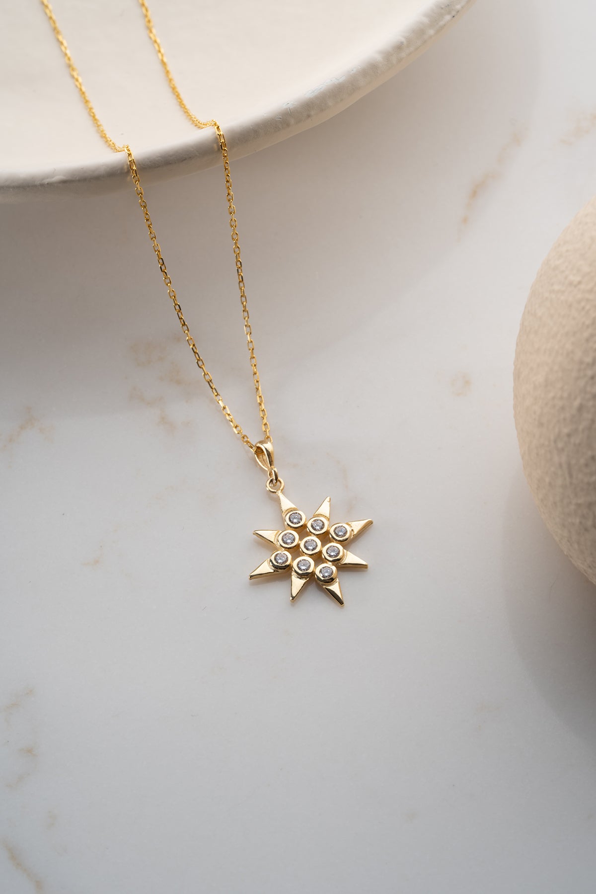 North Star Pendant Necklace in Gold