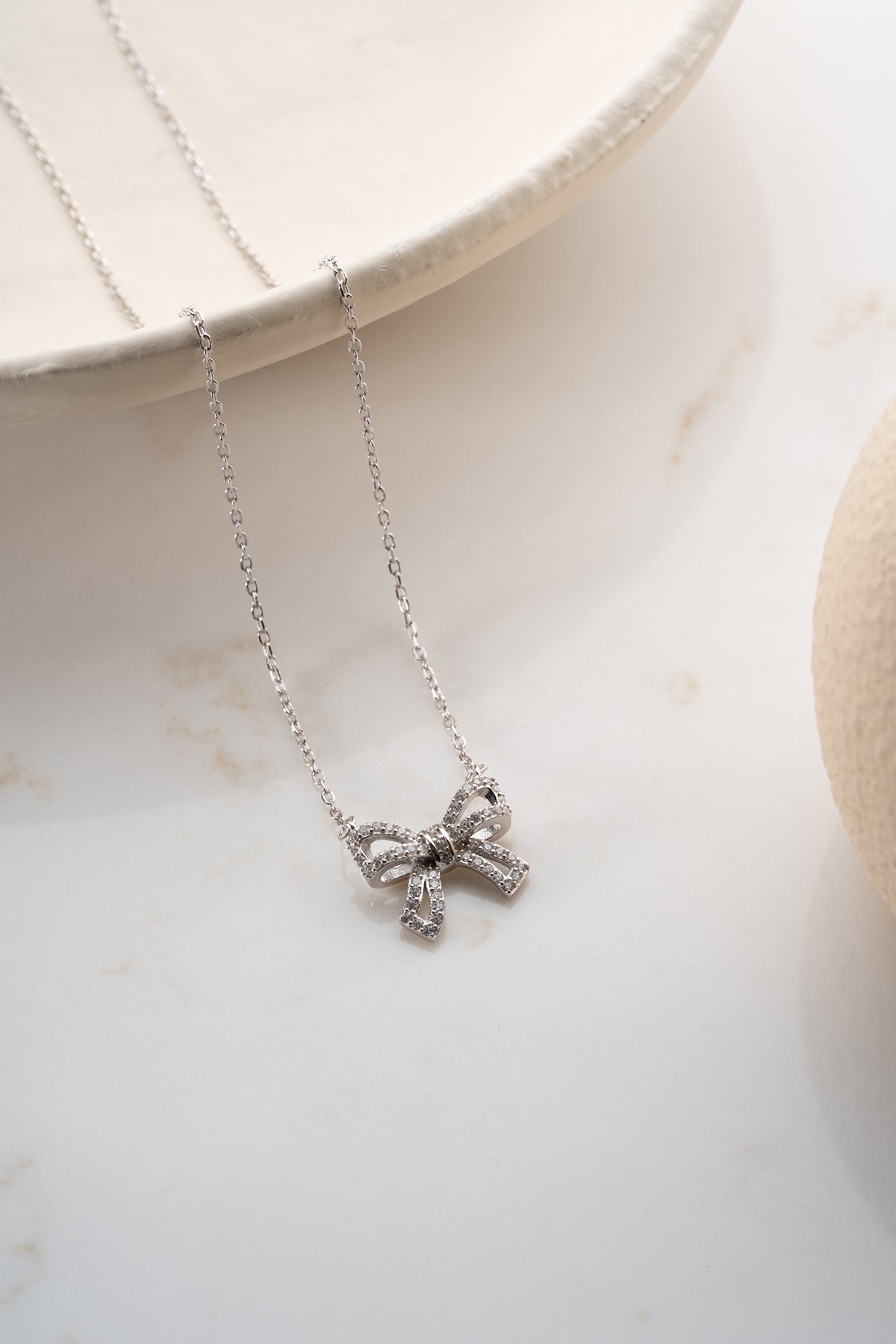 Pave Crystal Bow Pendant Necklace