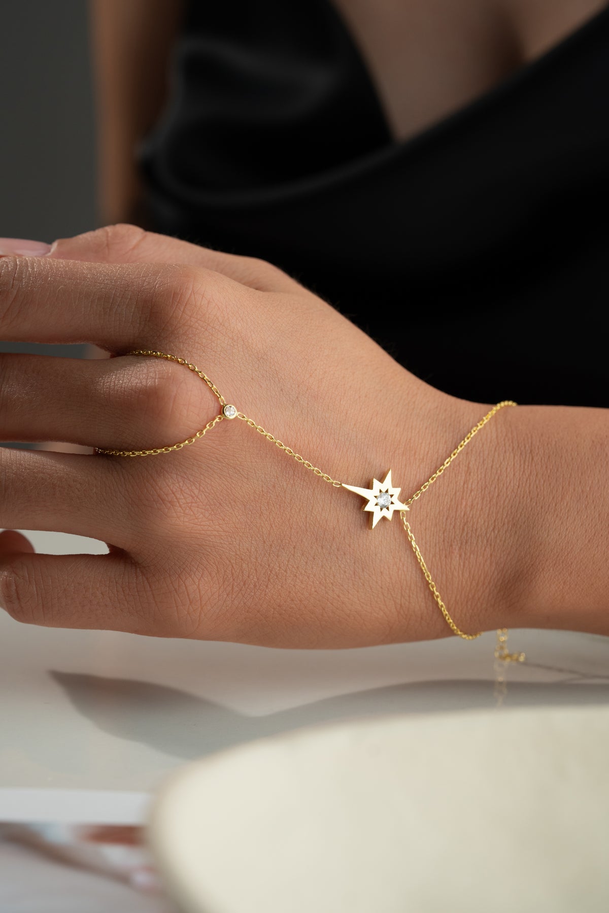 North Star Pendant Hand Chain Bracelet