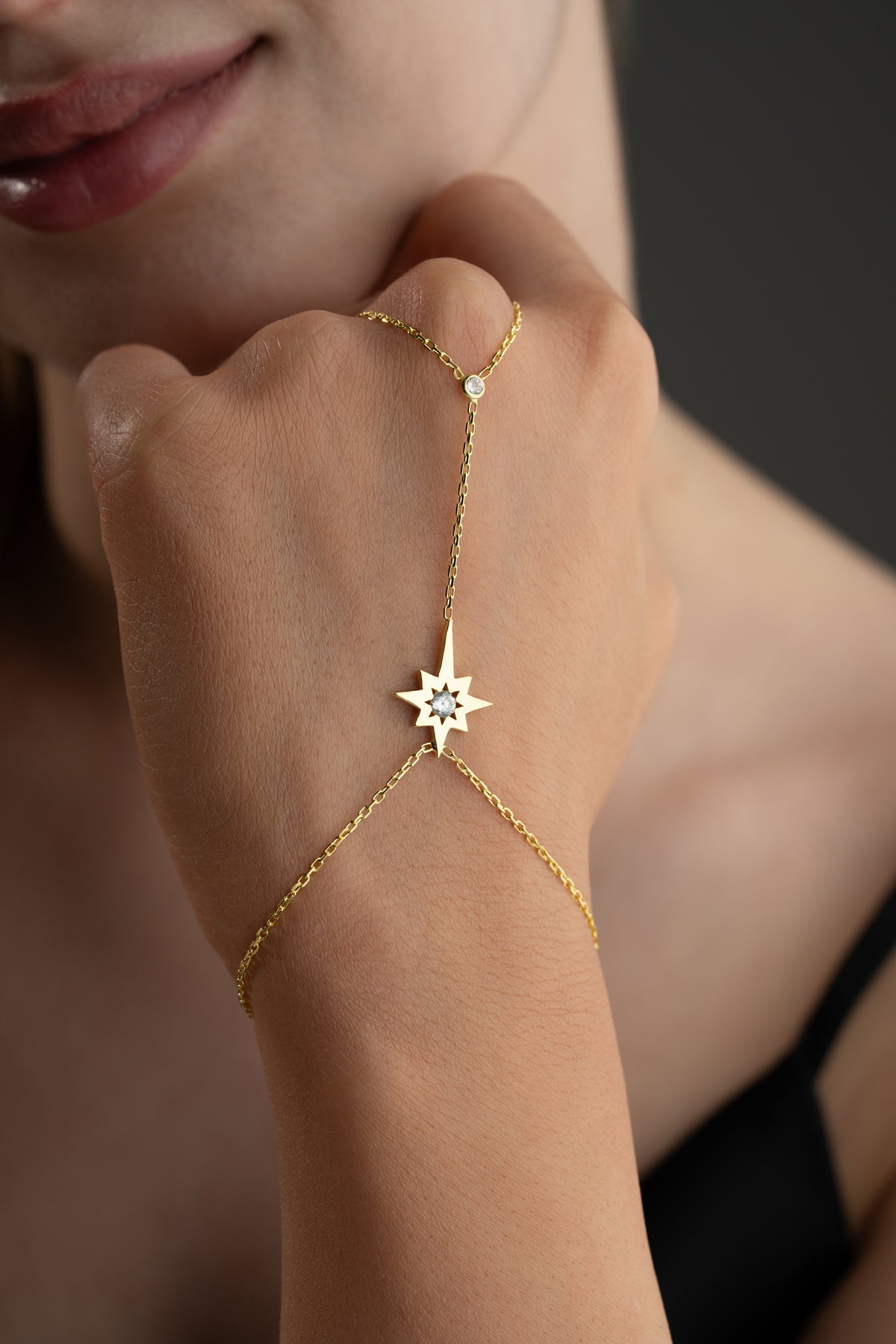 North Star Pendant Hand Chain Bracelet