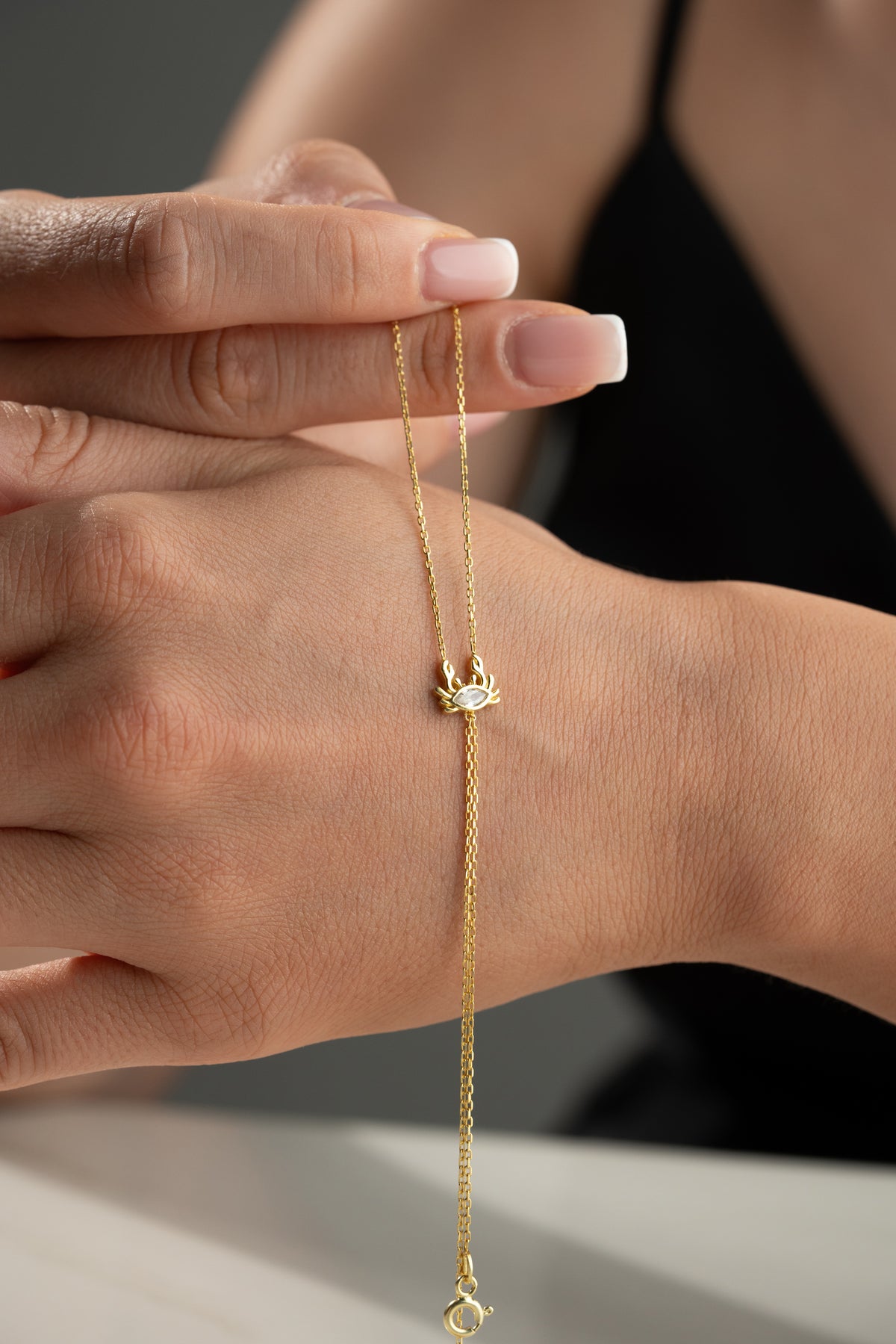 Crab Charm Hand Chain Bracelet