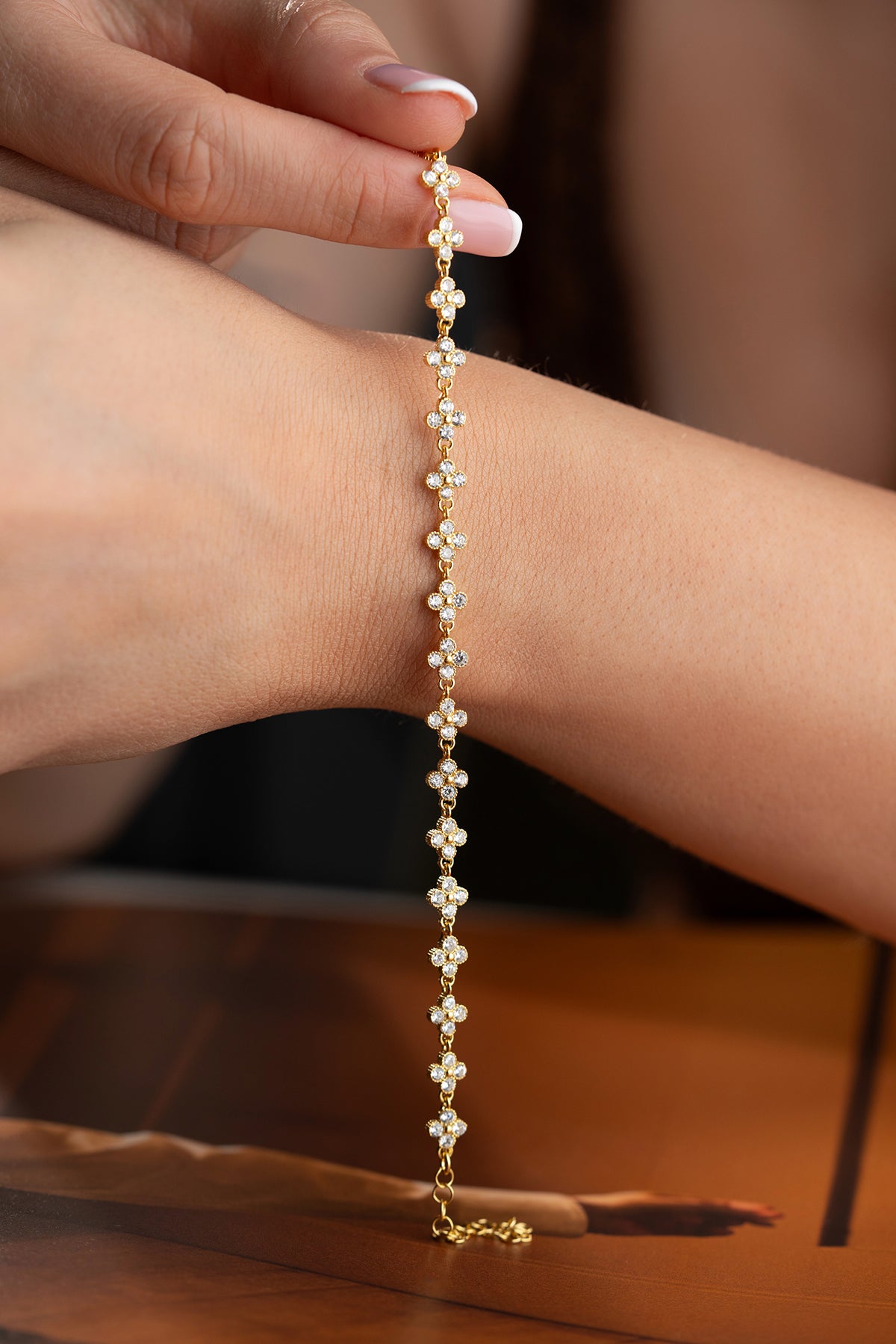 Clover Flower Pave Tennis Bracelet