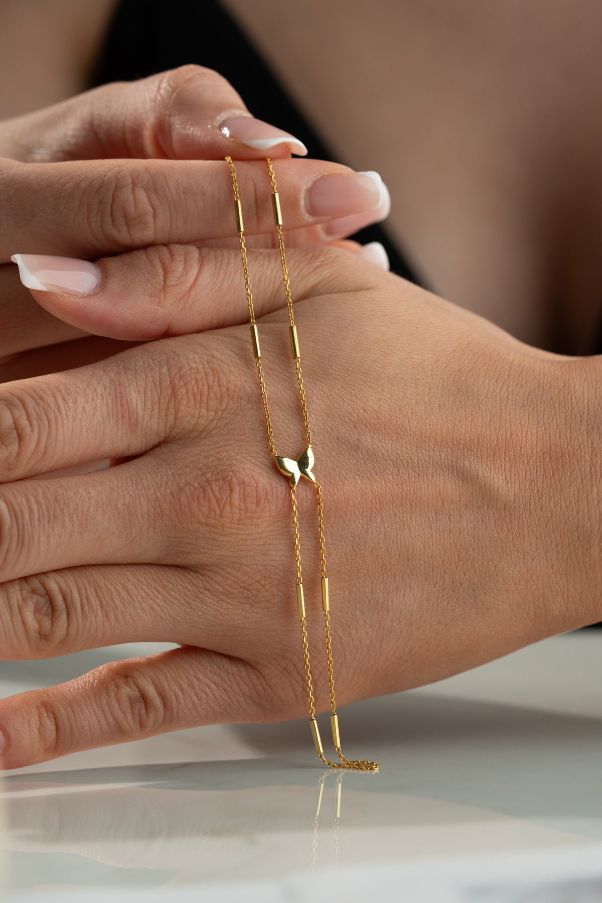 Butterfly Charm Hand Chain Bracelet