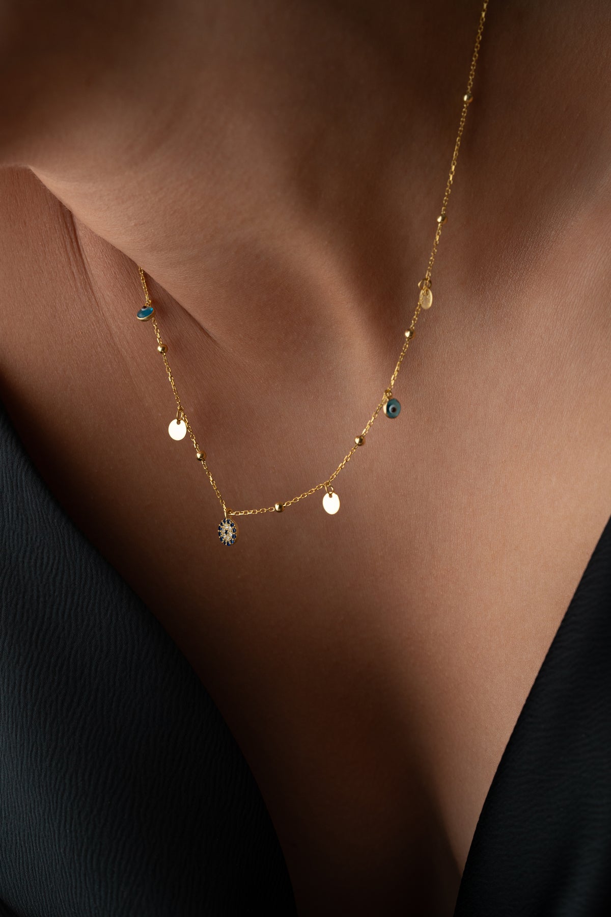 Evil Eye Coin Charm Necklace