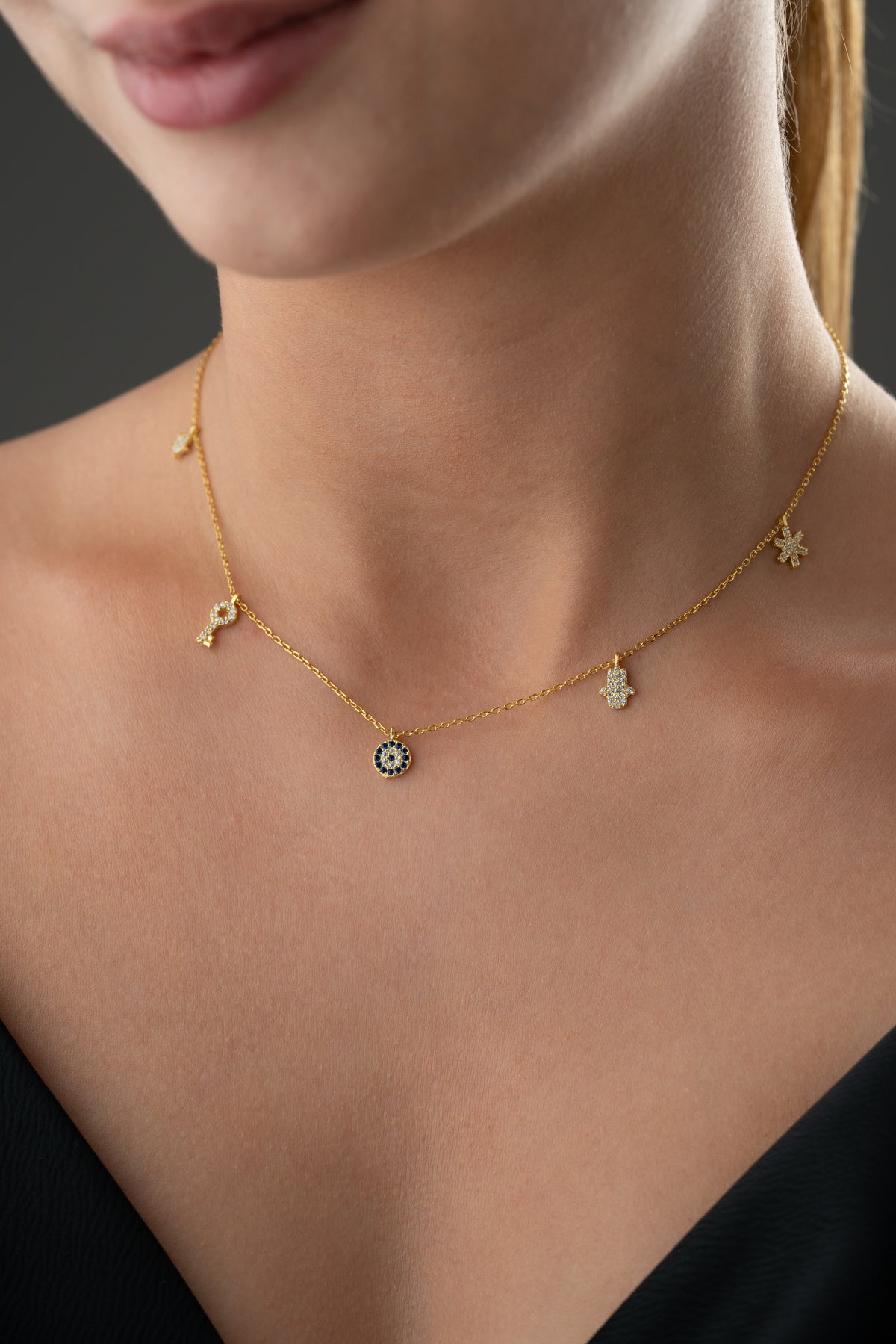 Gold Lucky Charms Station Necklace