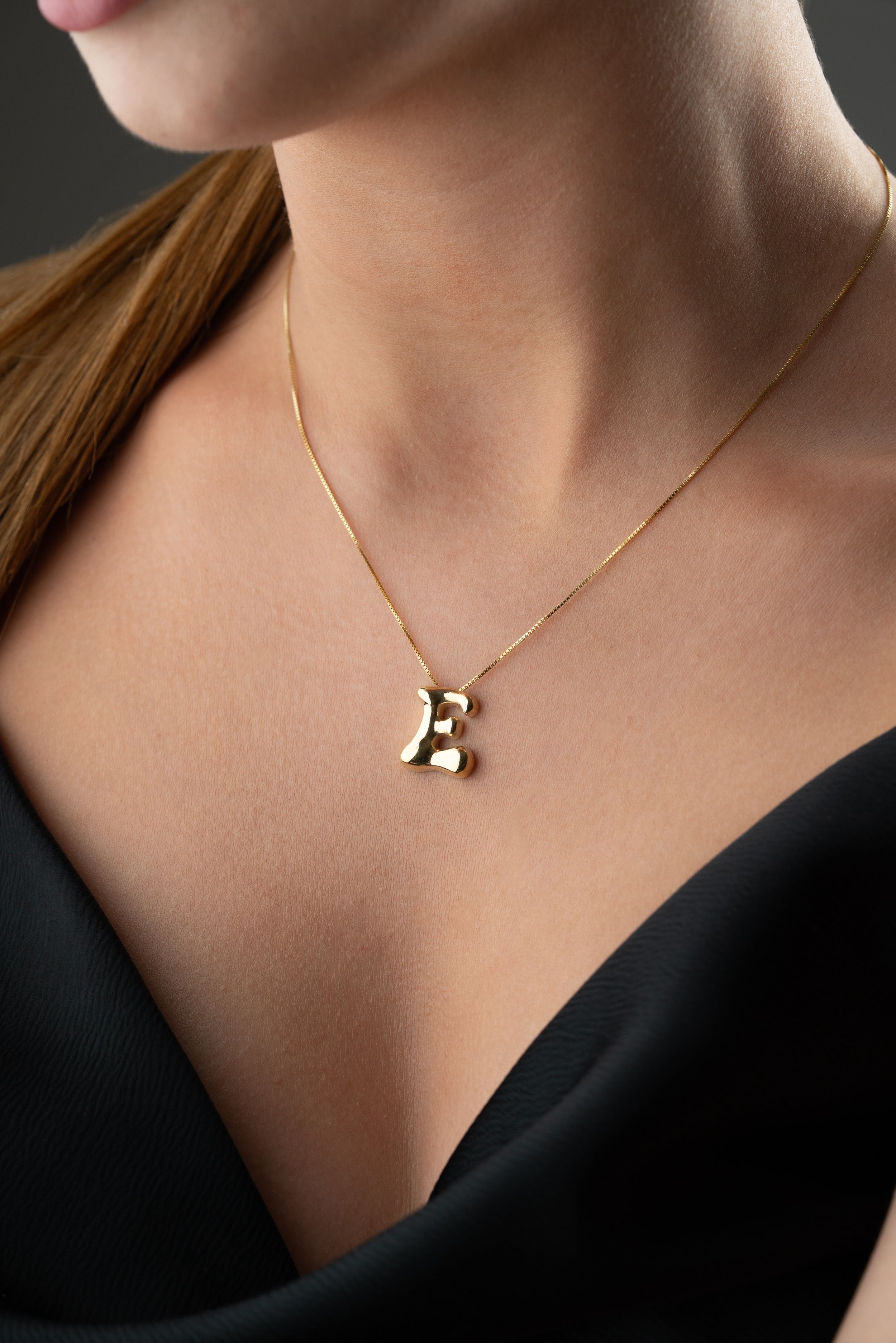 Custom Bubble Letter Initial Necklace
