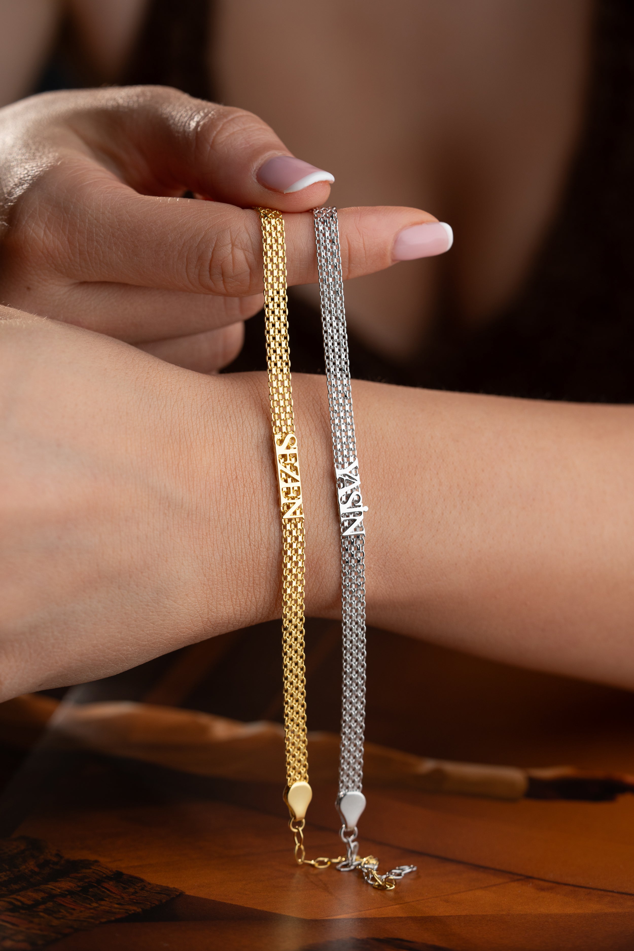 Personalized Couple's Name Chain Bracelets