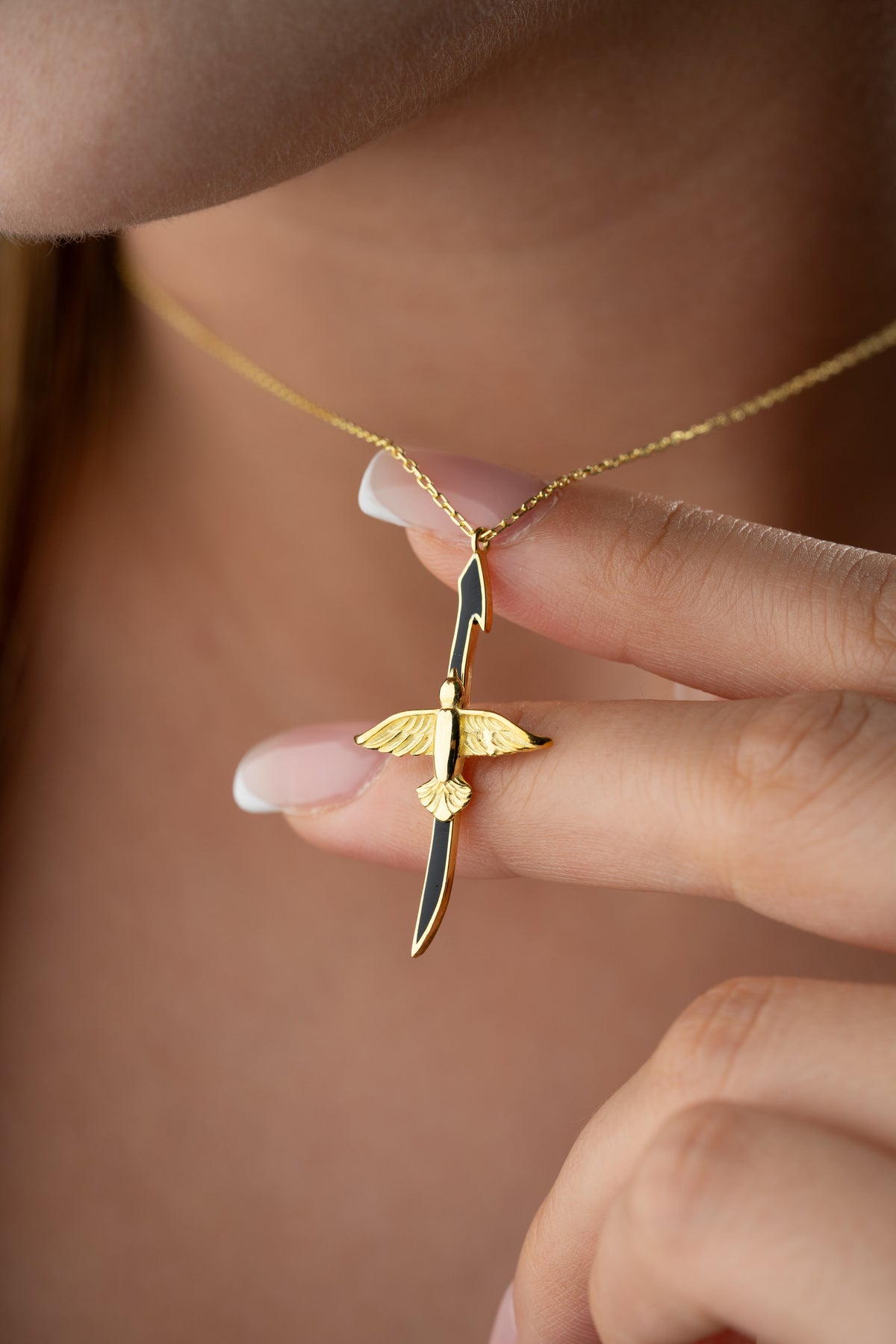 Winged Bird Blade Pendant Necklace