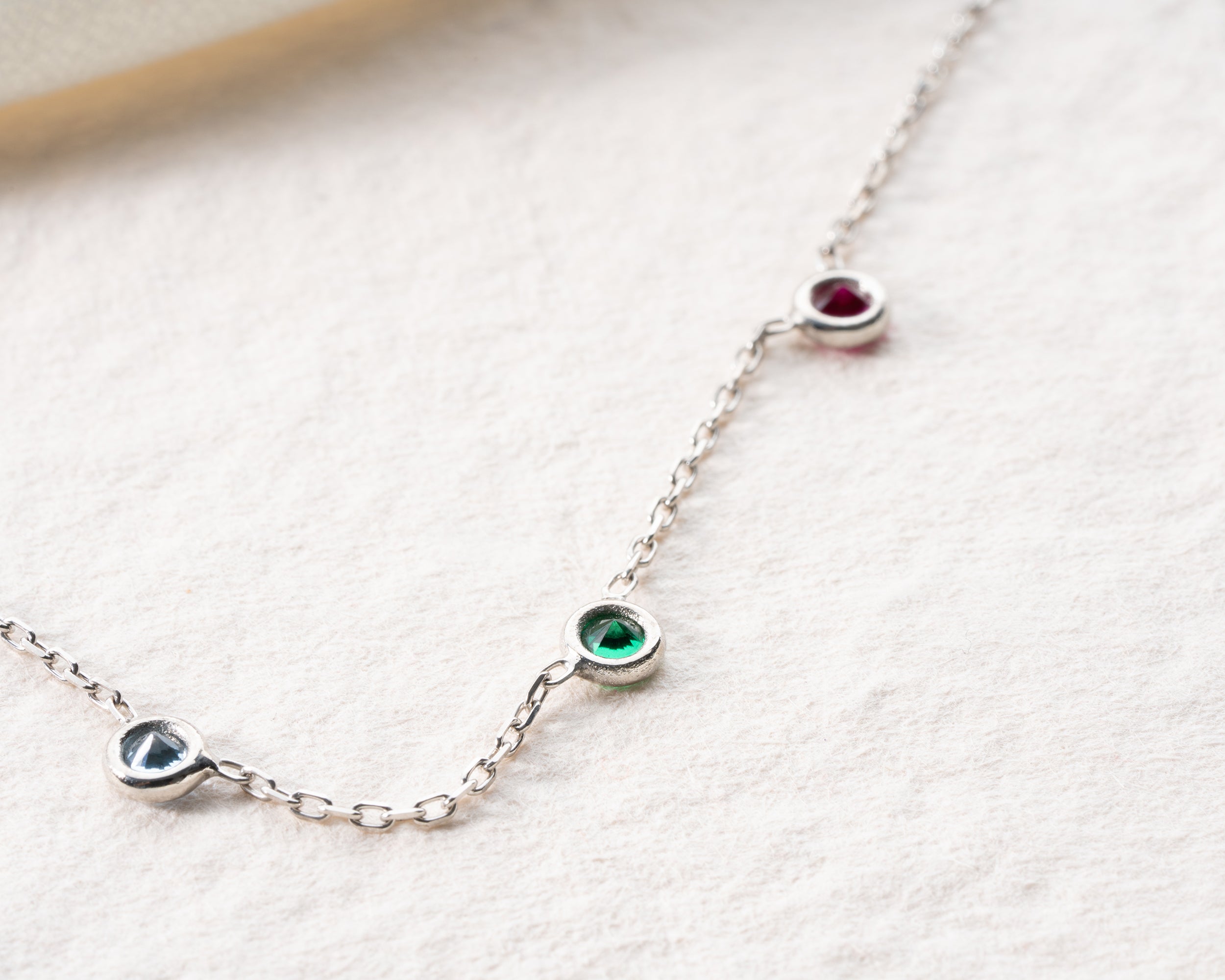Minimalist Family Birthstone Station Necklace