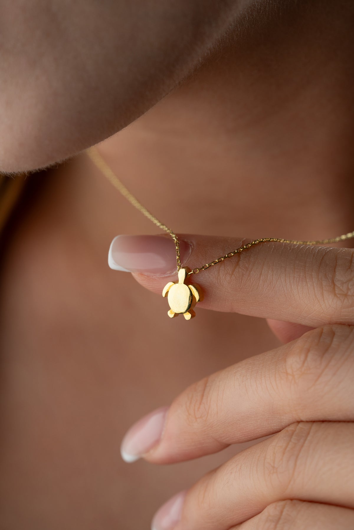 Tiny Gold Turtle Pendant Necklace