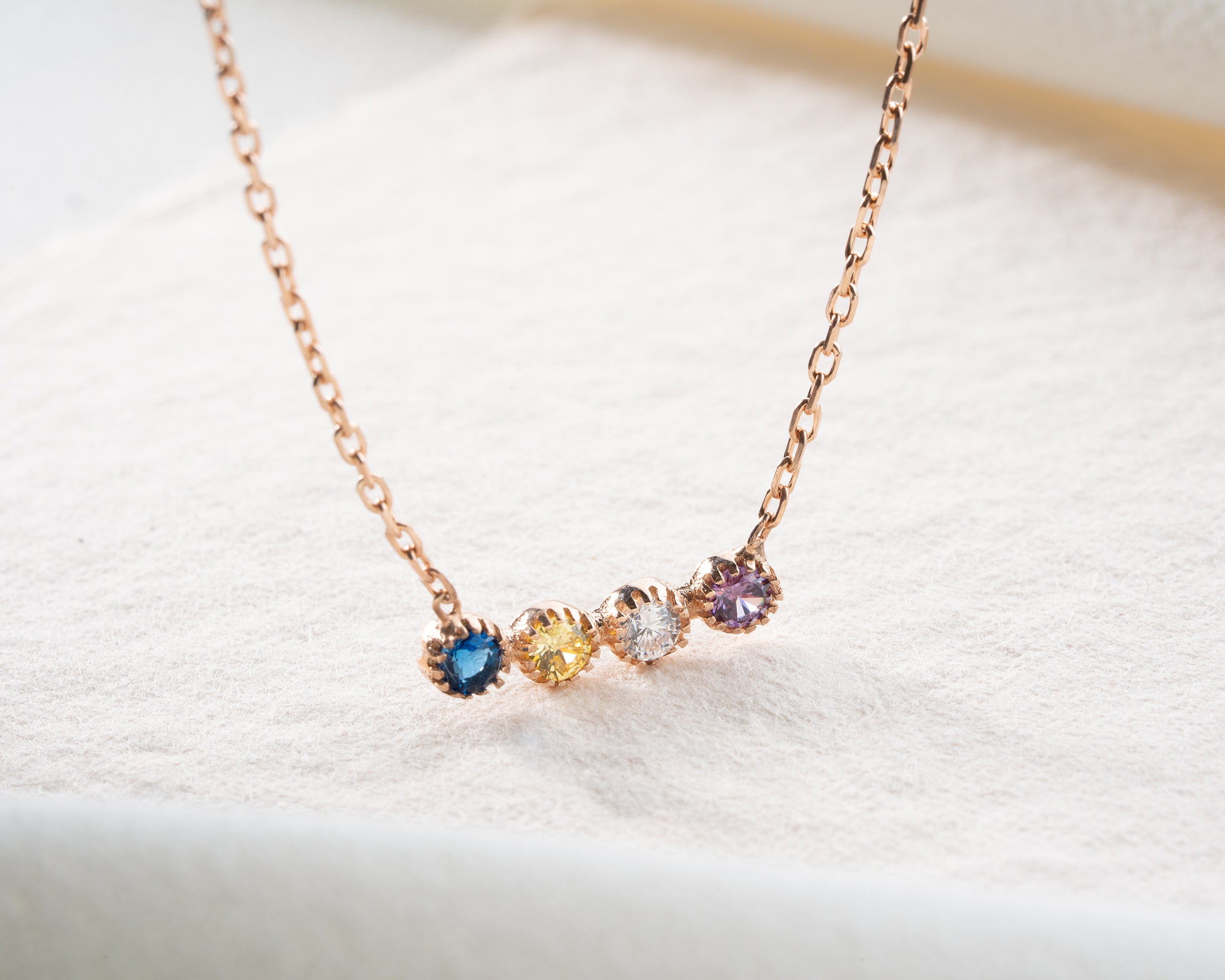 Curved Bar Family Birthstone Necklace