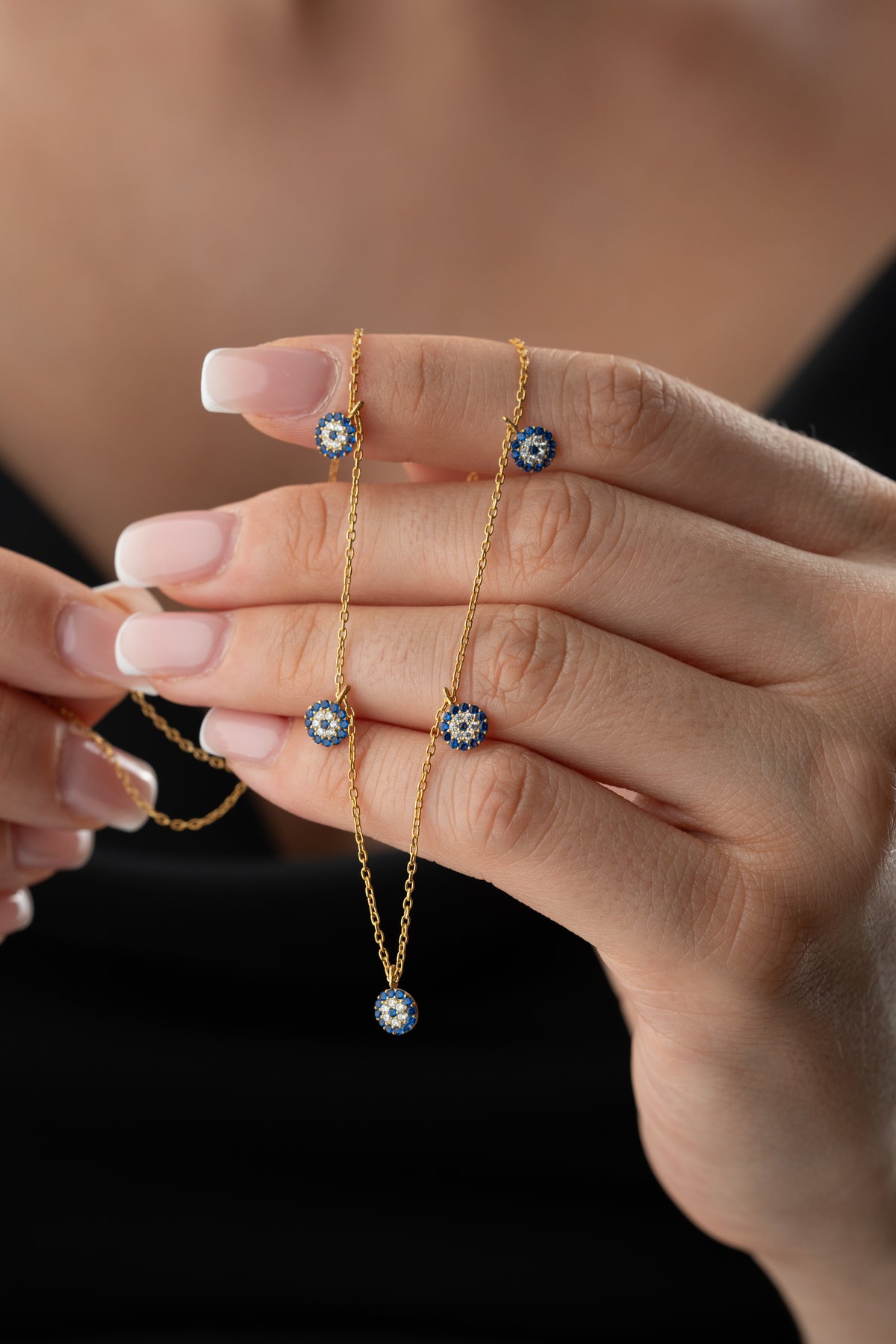 Layered Pave Evil Eye Necklace