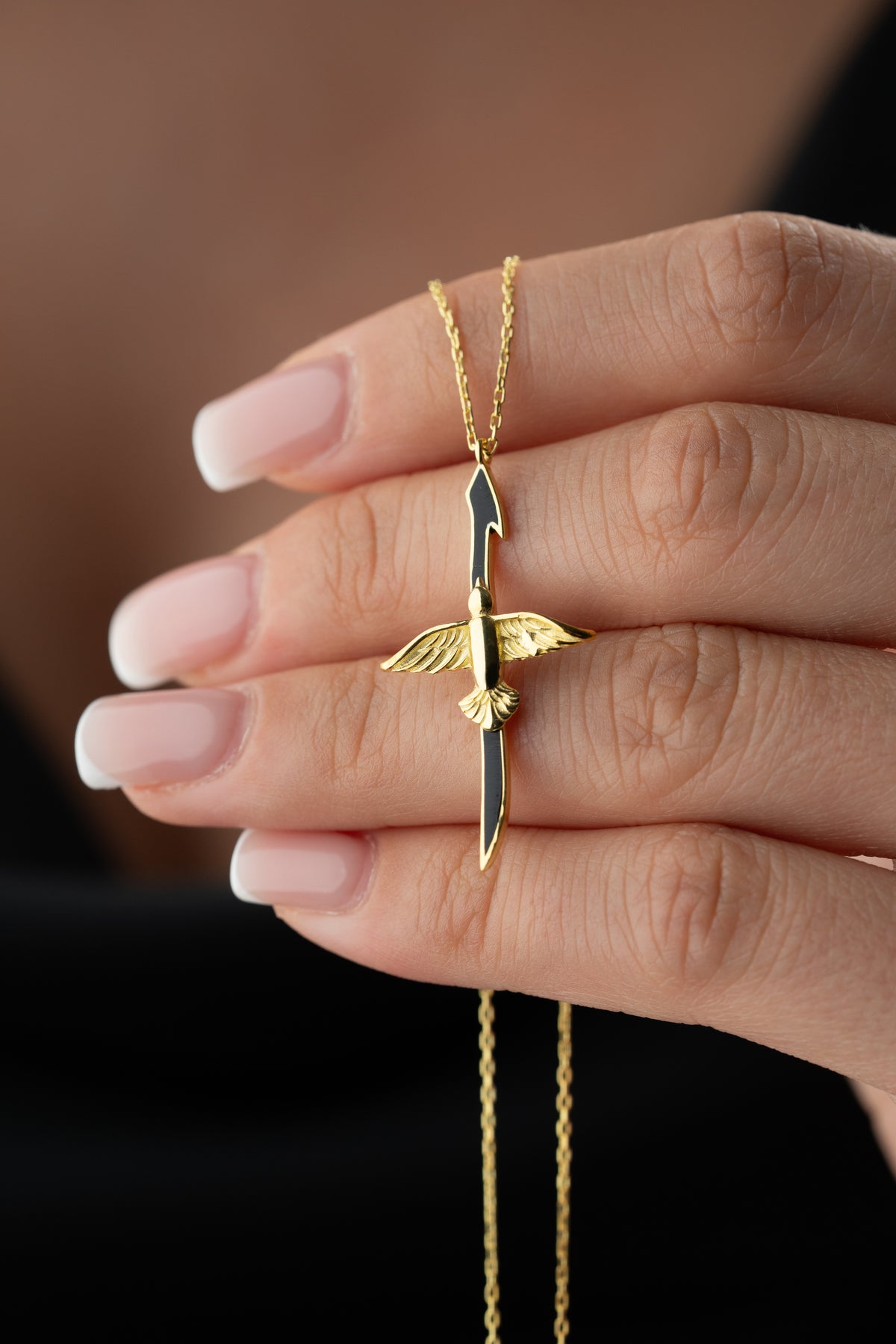 Winged Bird Blade Pendant Necklace