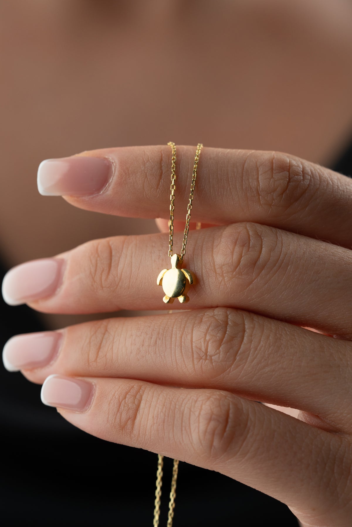 Tiny Gold Turtle Pendant Necklace
