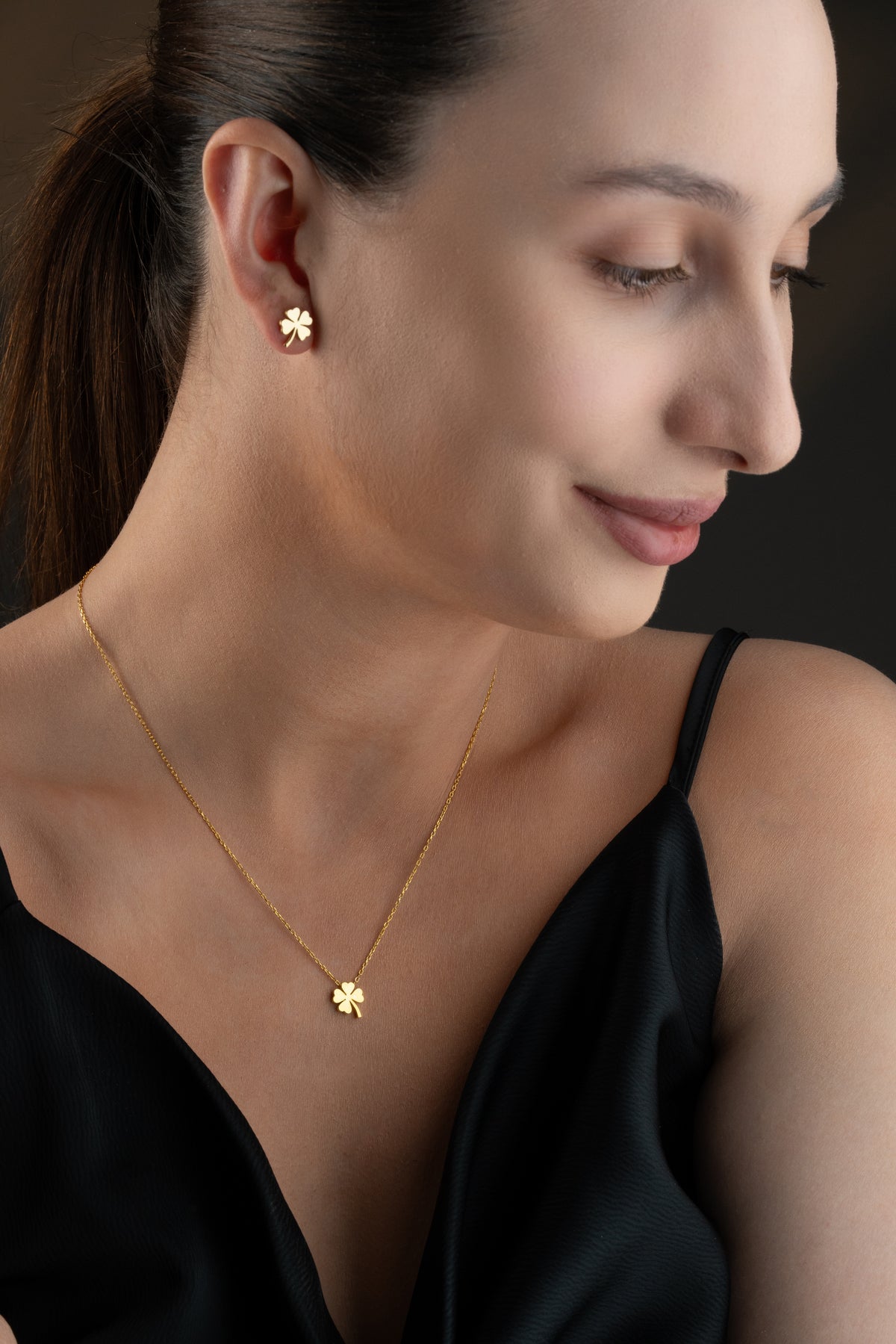 Four Leaf Clover Necklace and Earring Set