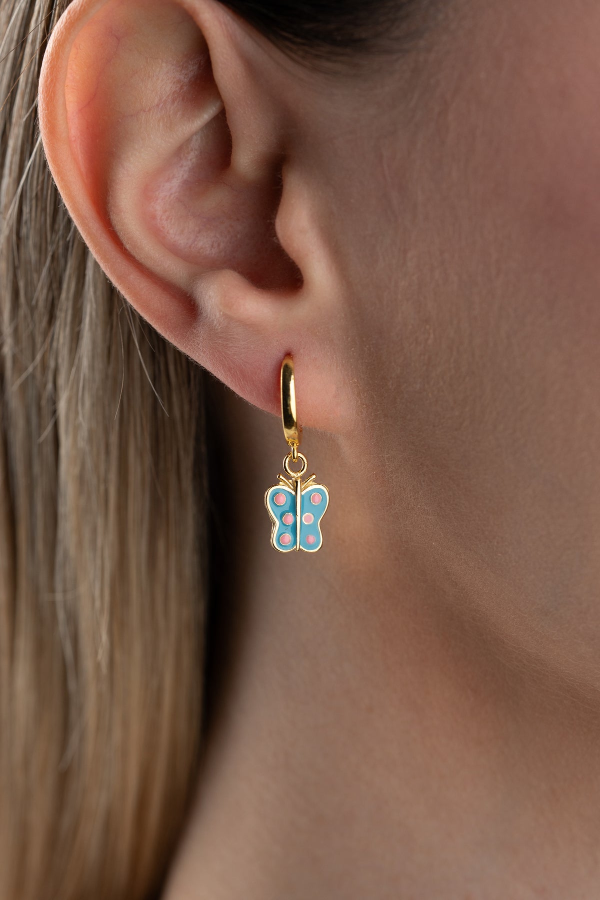 Colorful Enamel Butterfly Huggie Earrings