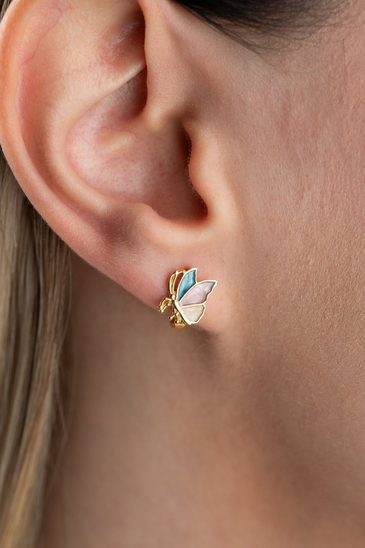 Colorful Enamel Butterfly Huggie Earrings