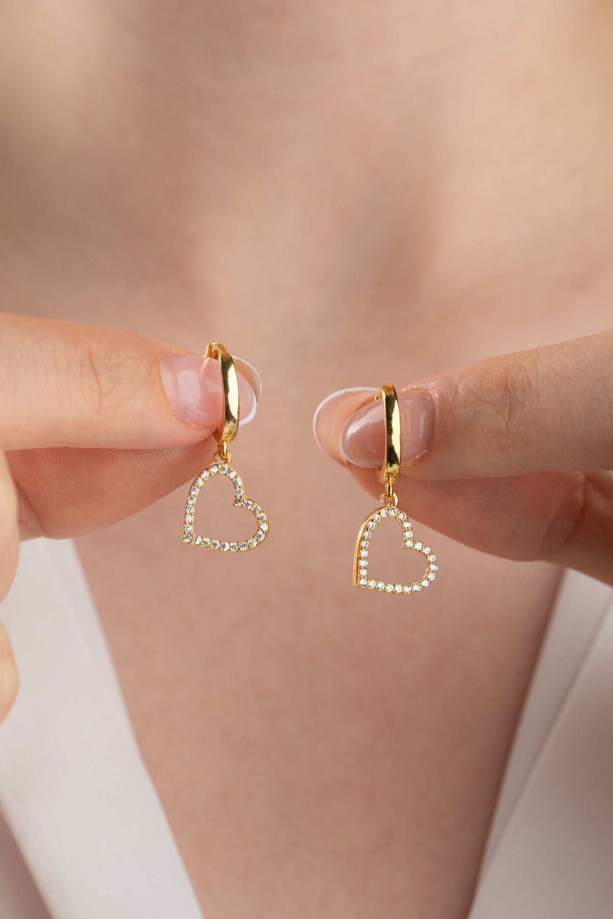 Open Heart Huggie Hoop Earrings