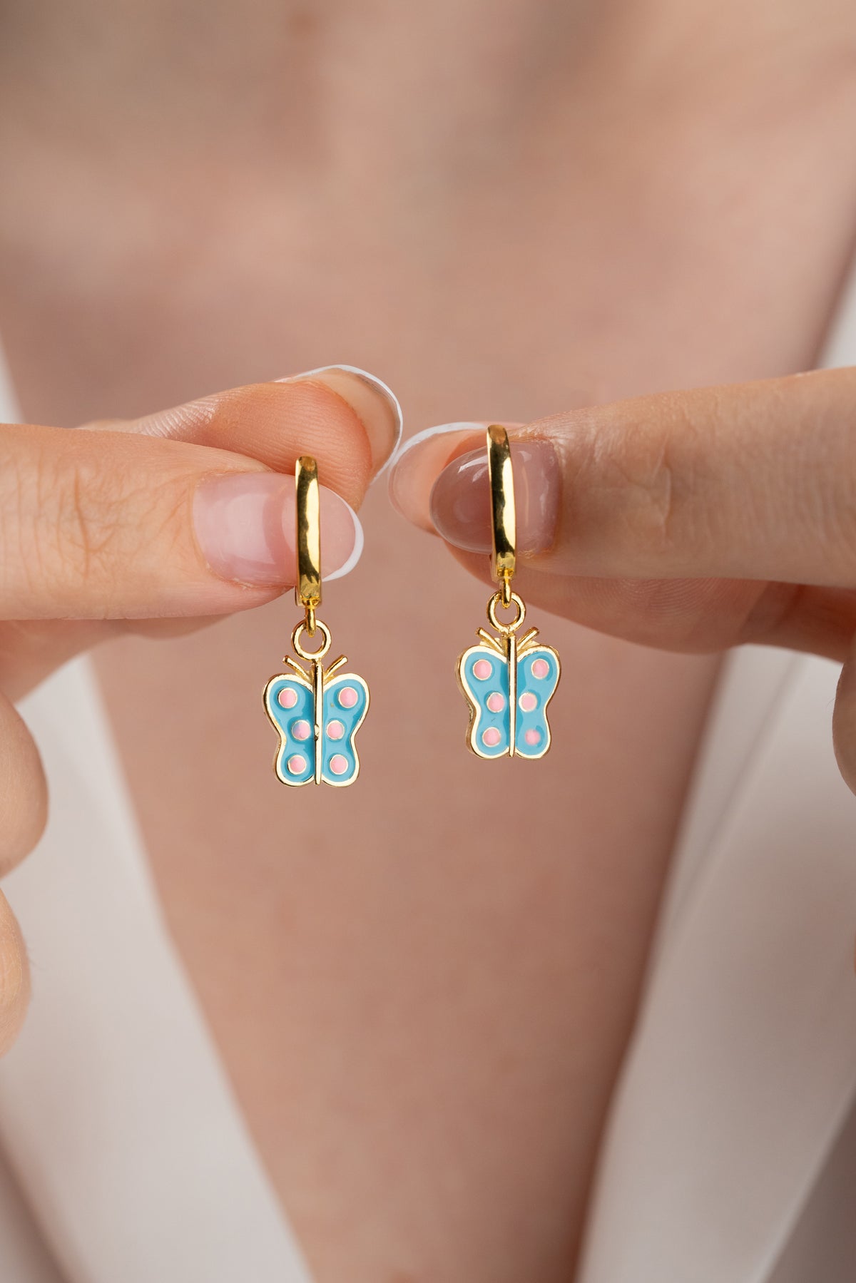Colorful Enamel Butterfly Huggie Earrings
