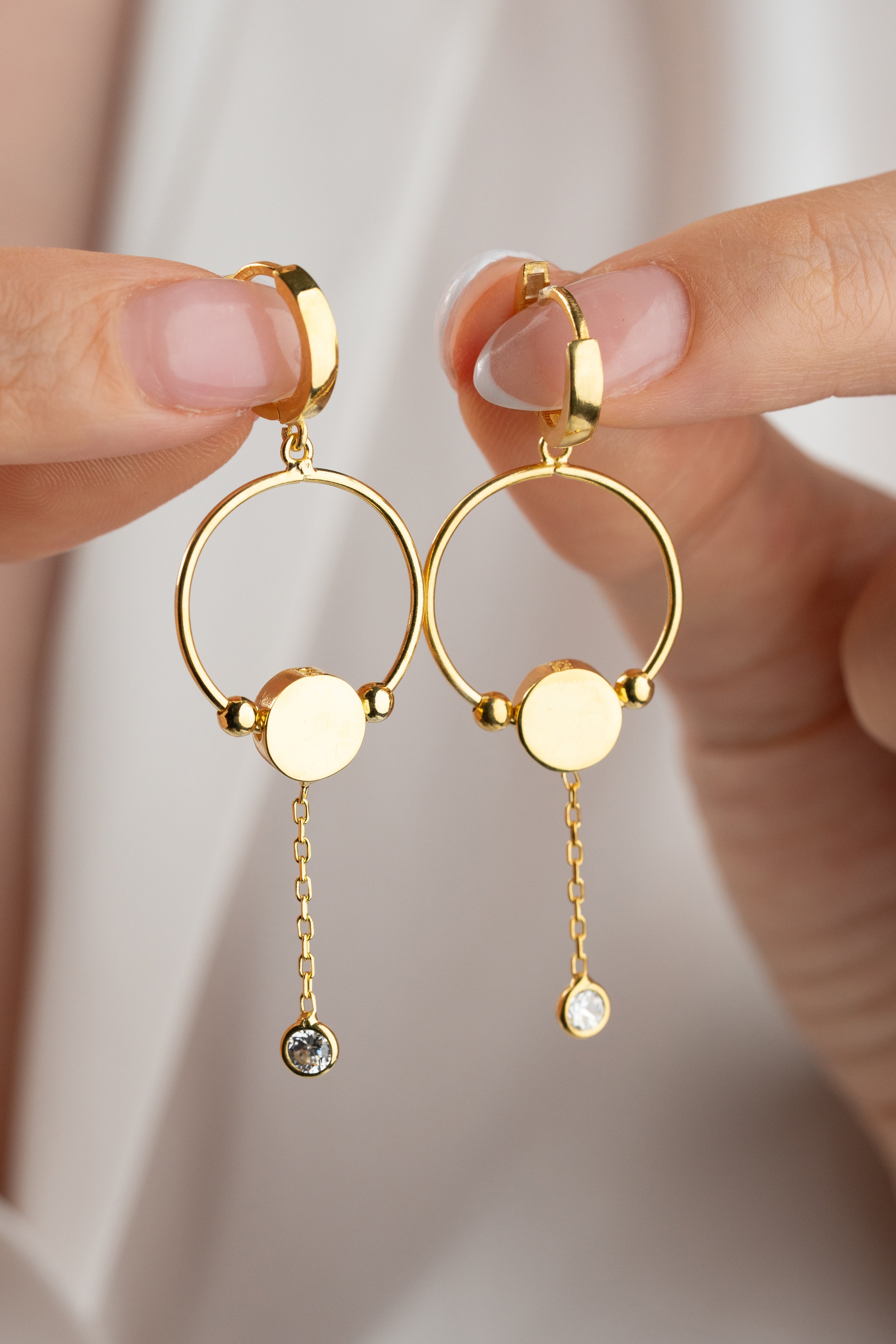Custom Initial Disc Hoop Earrings