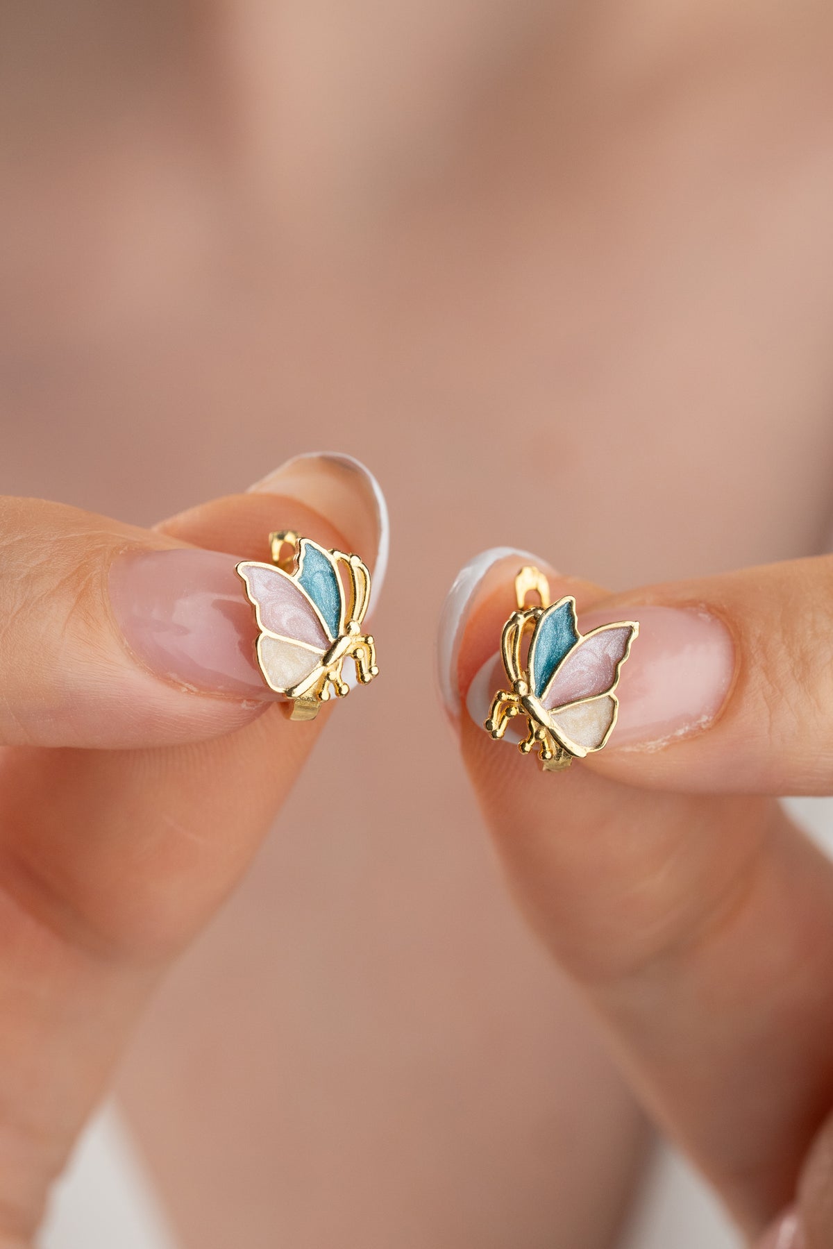Colorful Enamel Butterfly Huggie Earrings