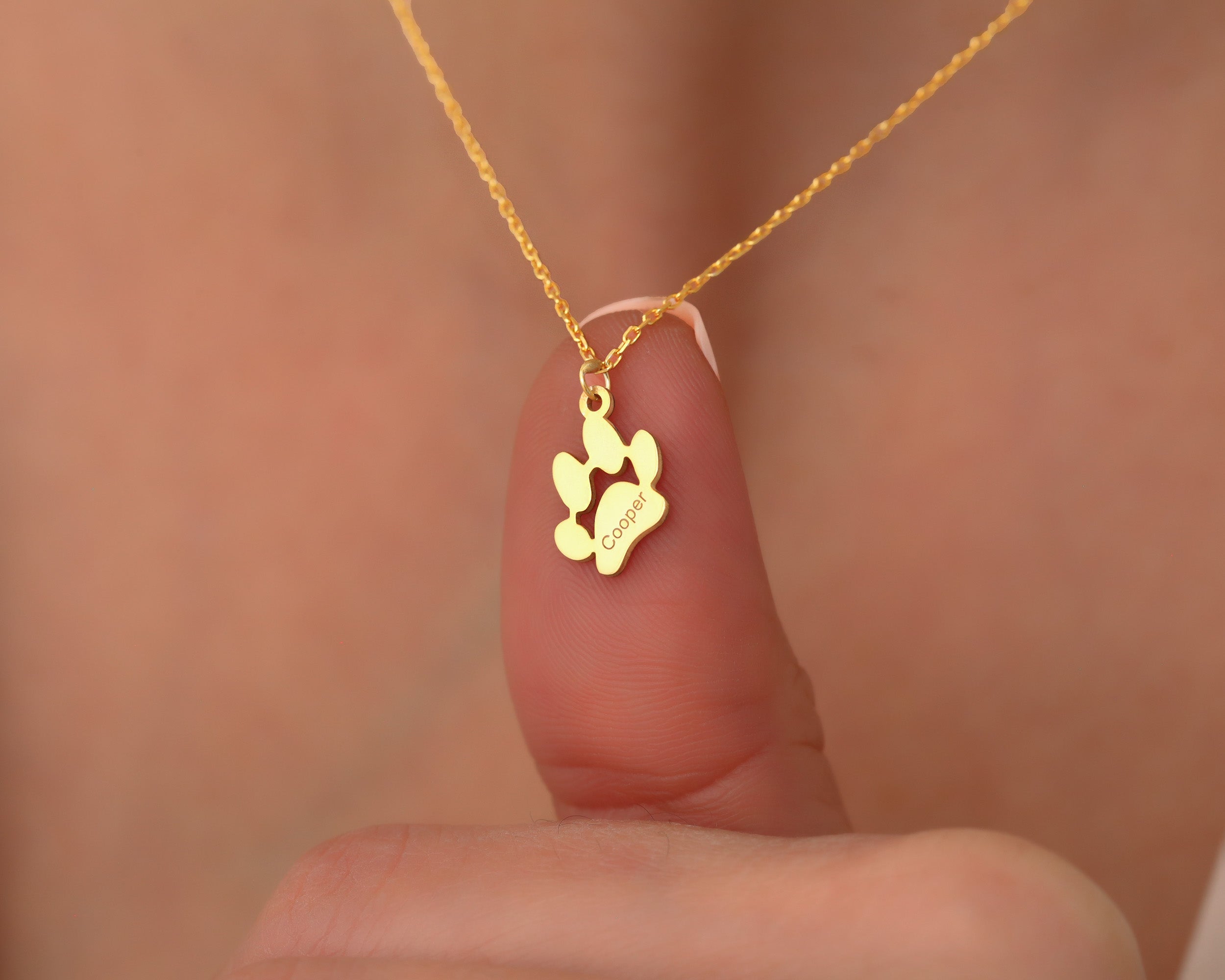 Personalized Paw Print Name Necklace