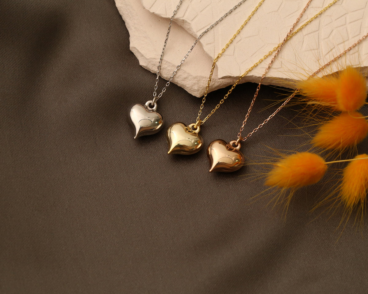 Puffed Heart Pendant Necklace