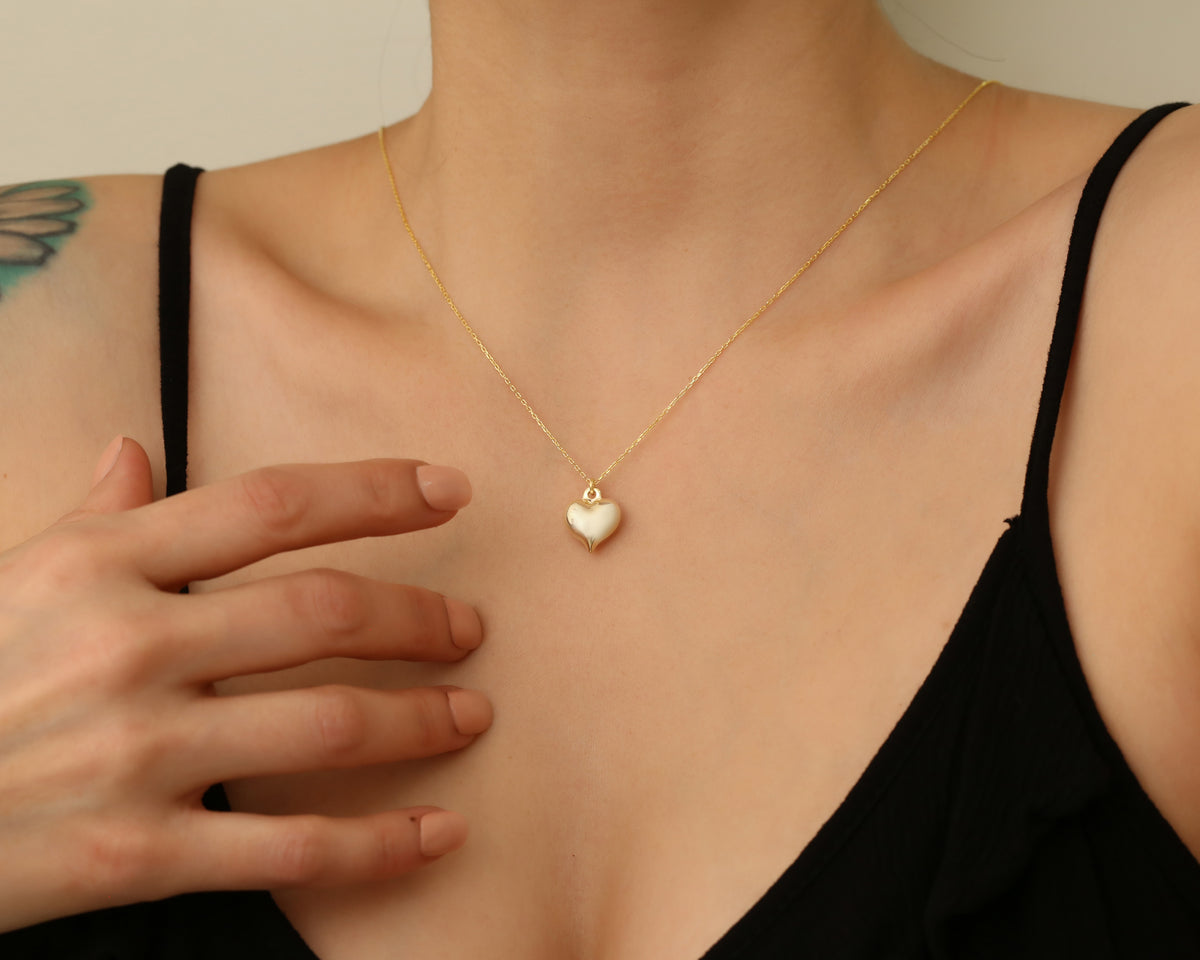 Puffed Heart Pendant Necklace