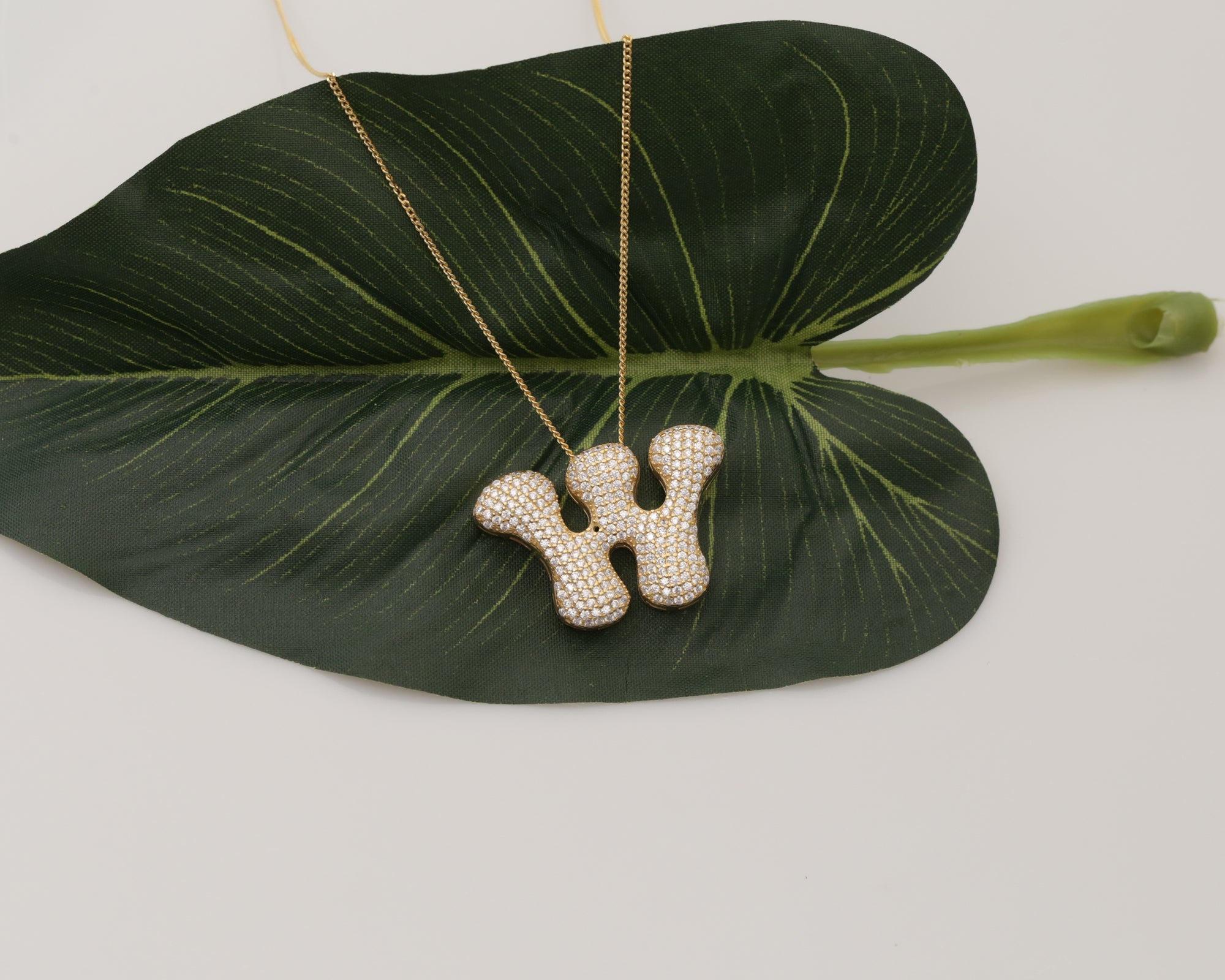 Custom Pave Bubble Initial Necklace