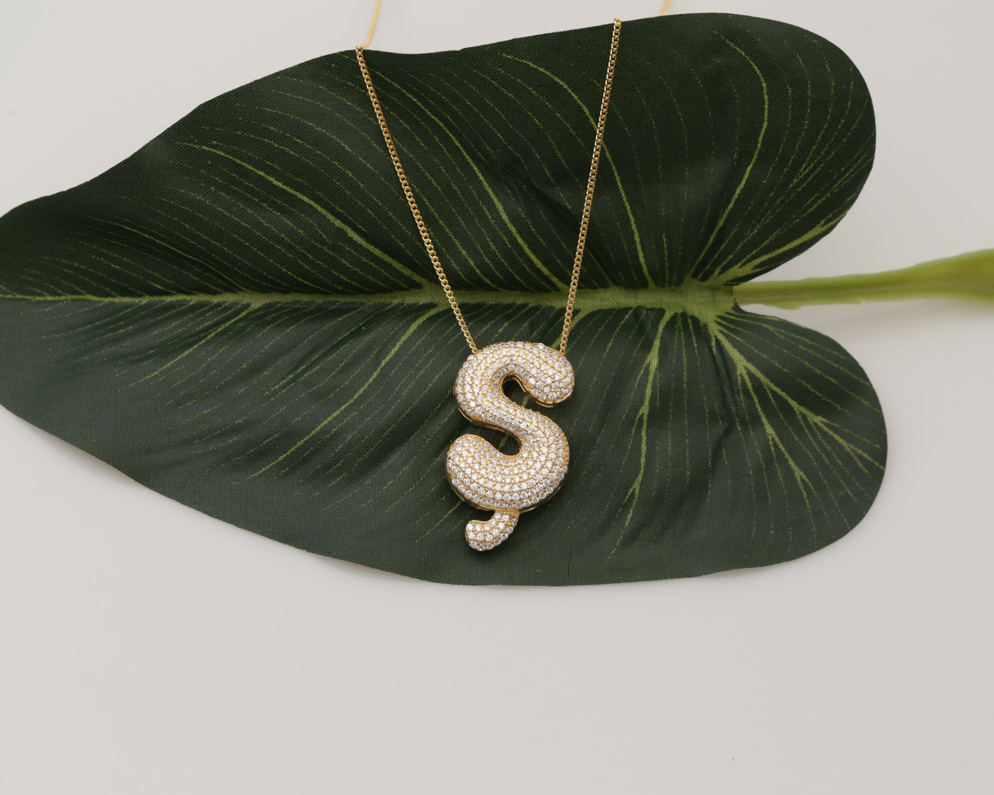 Custom Pave Bubble Initial Necklace