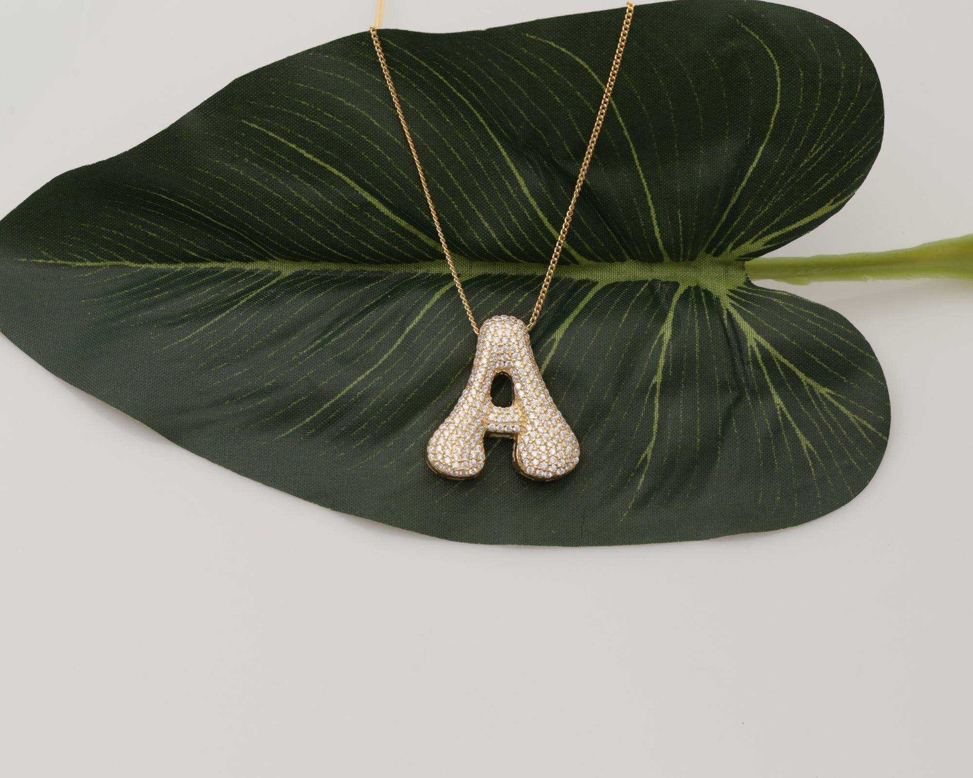 Custom Pave Bubble Initial Necklace